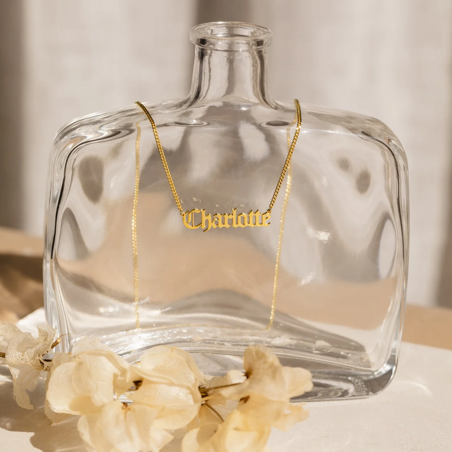 Old English Name Necklace in Curb Chain - Image 3