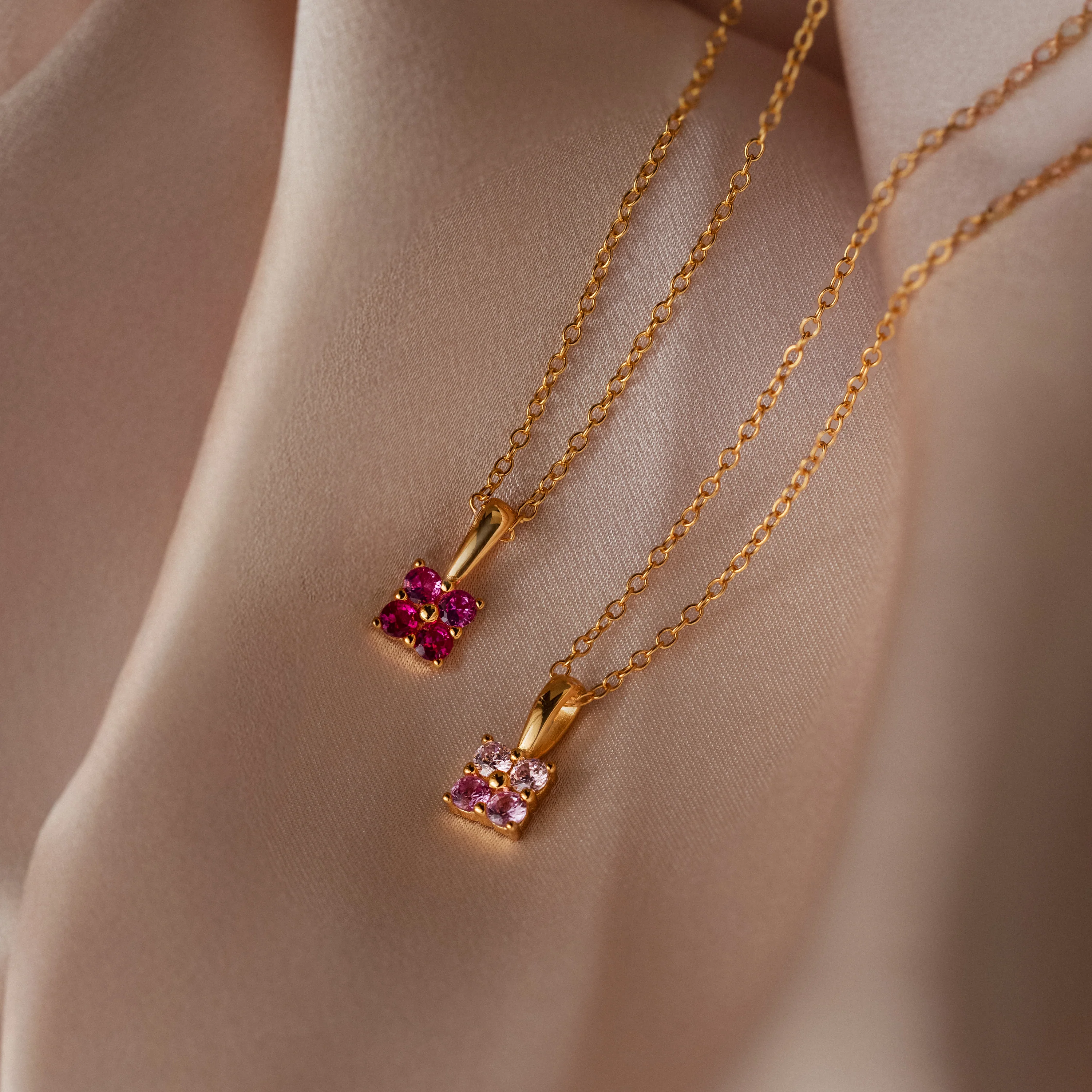 Ombre Birthstone Flower Necklace - Image 11