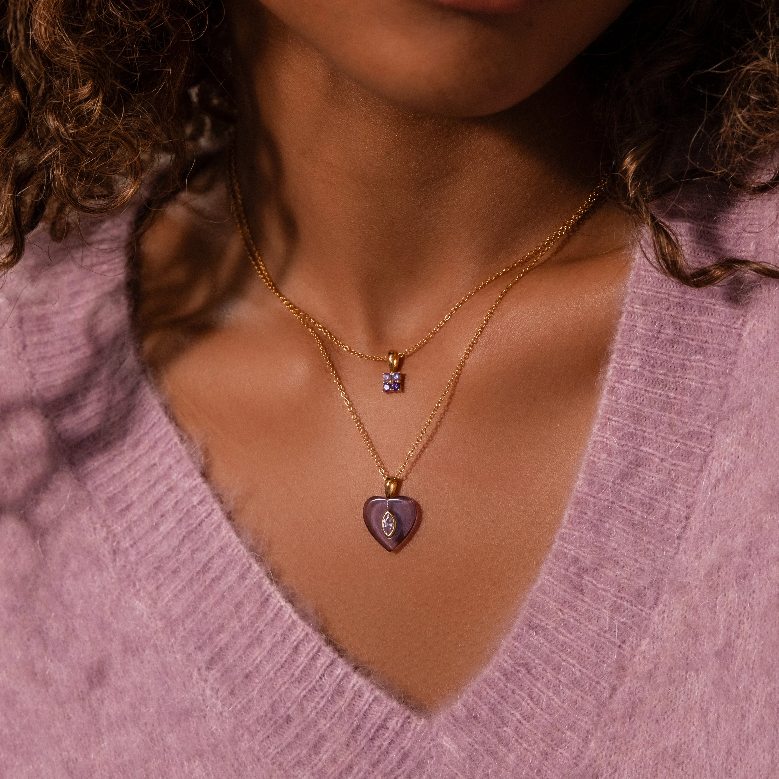 Ombre Blue Zircon Flower Necklace - Image 4
