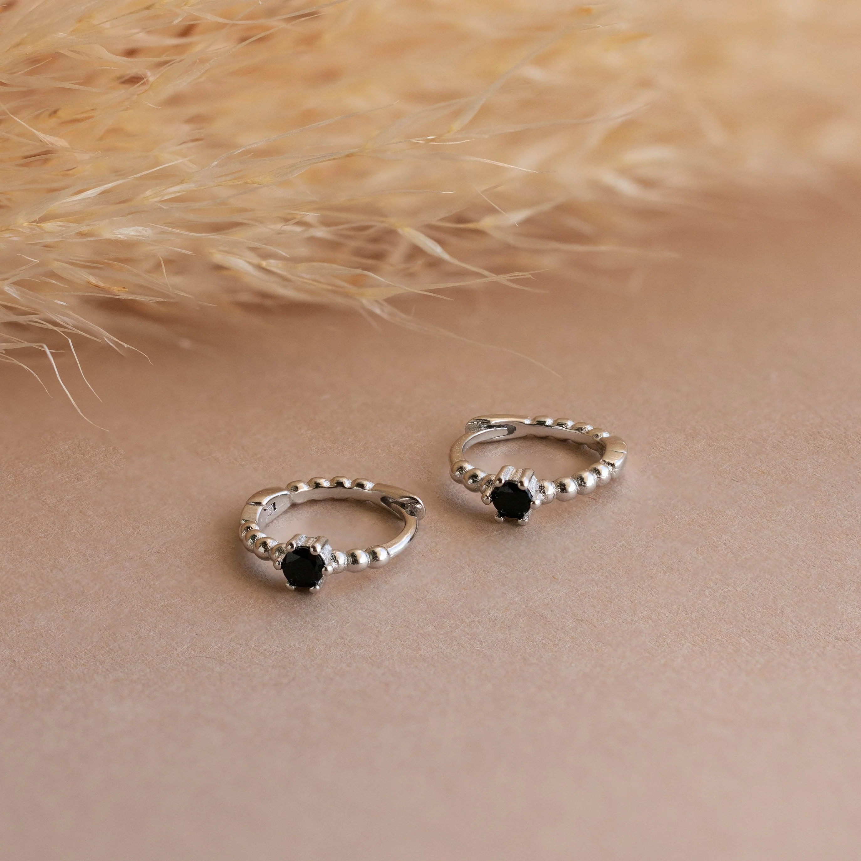 Onyx Beaded Huggies - Image 5