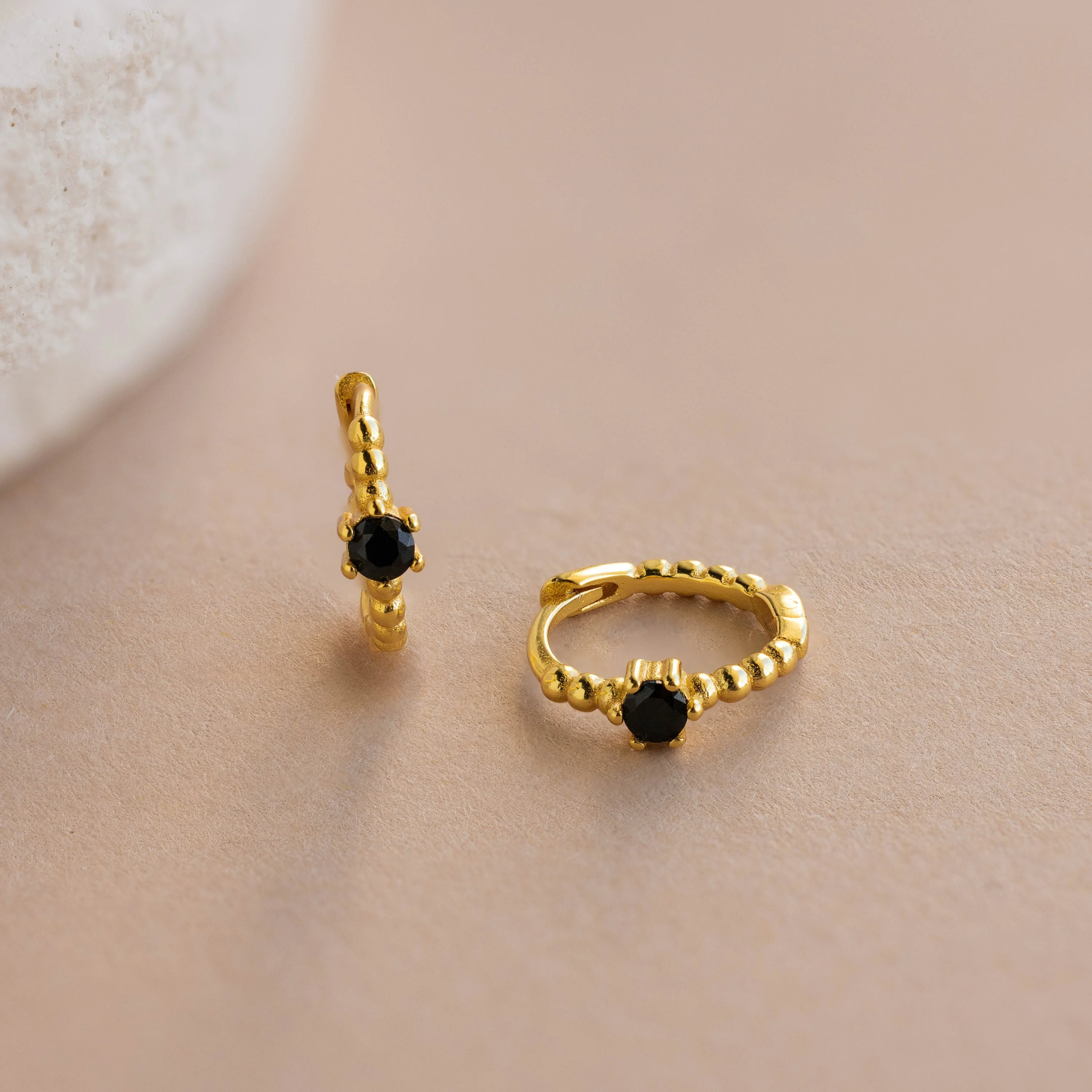 Onyx Beaded Huggies - Image 7