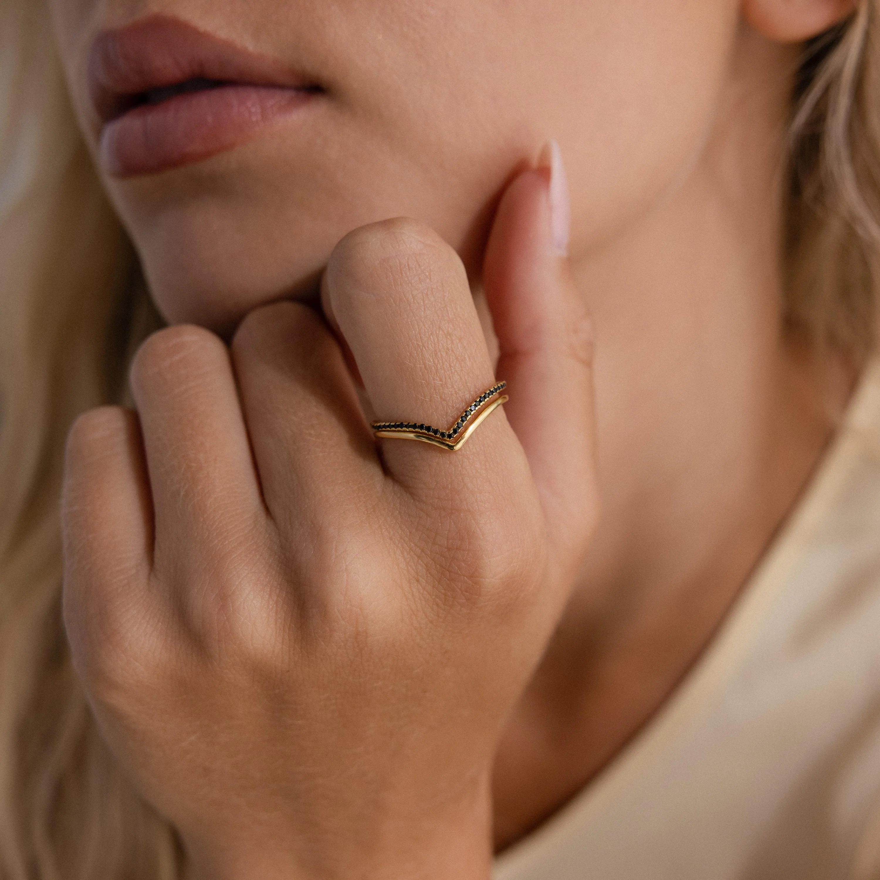 Onyx Chevron Ring Set - Image 2