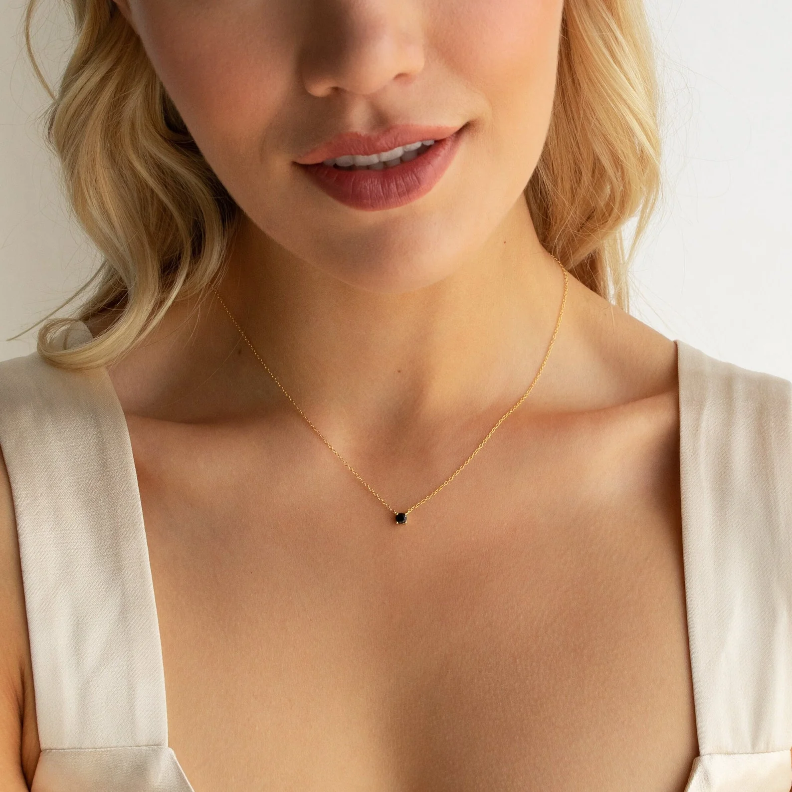 Onyx Dainty Diamond Necklace - Image 5