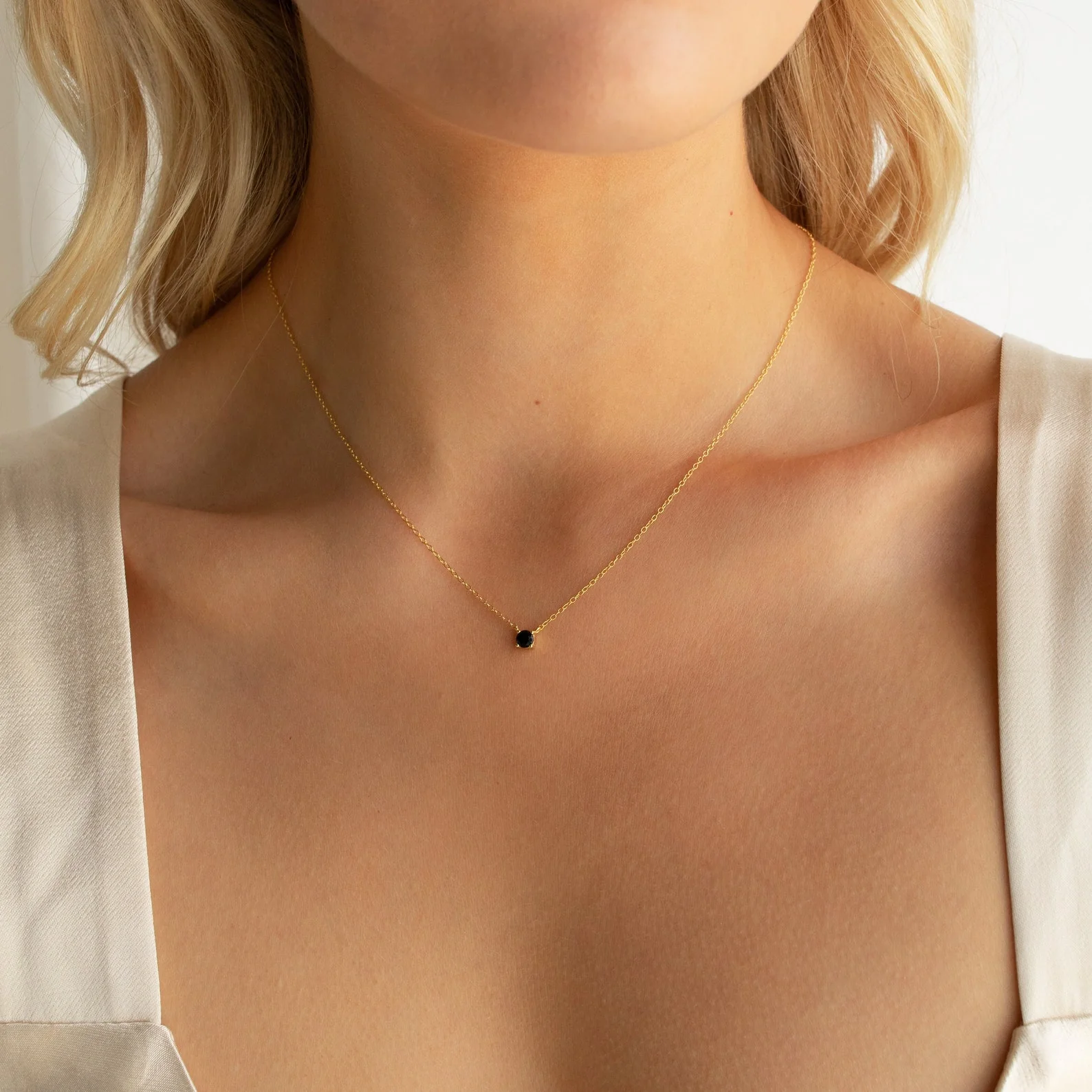 Onyx Dainty Diamond Necklace - Image 7