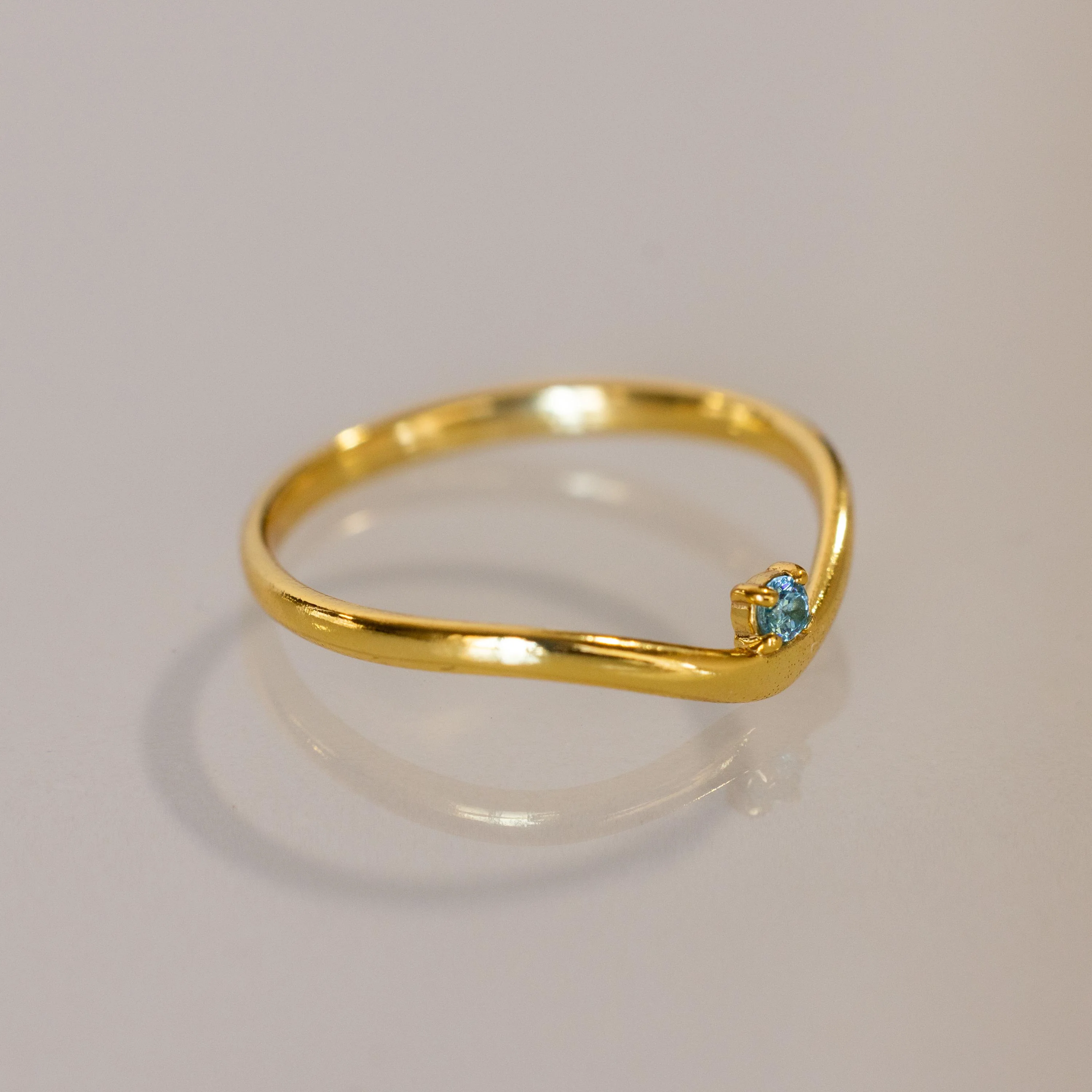 Aquamarine Drop Curve Ring - Image 3