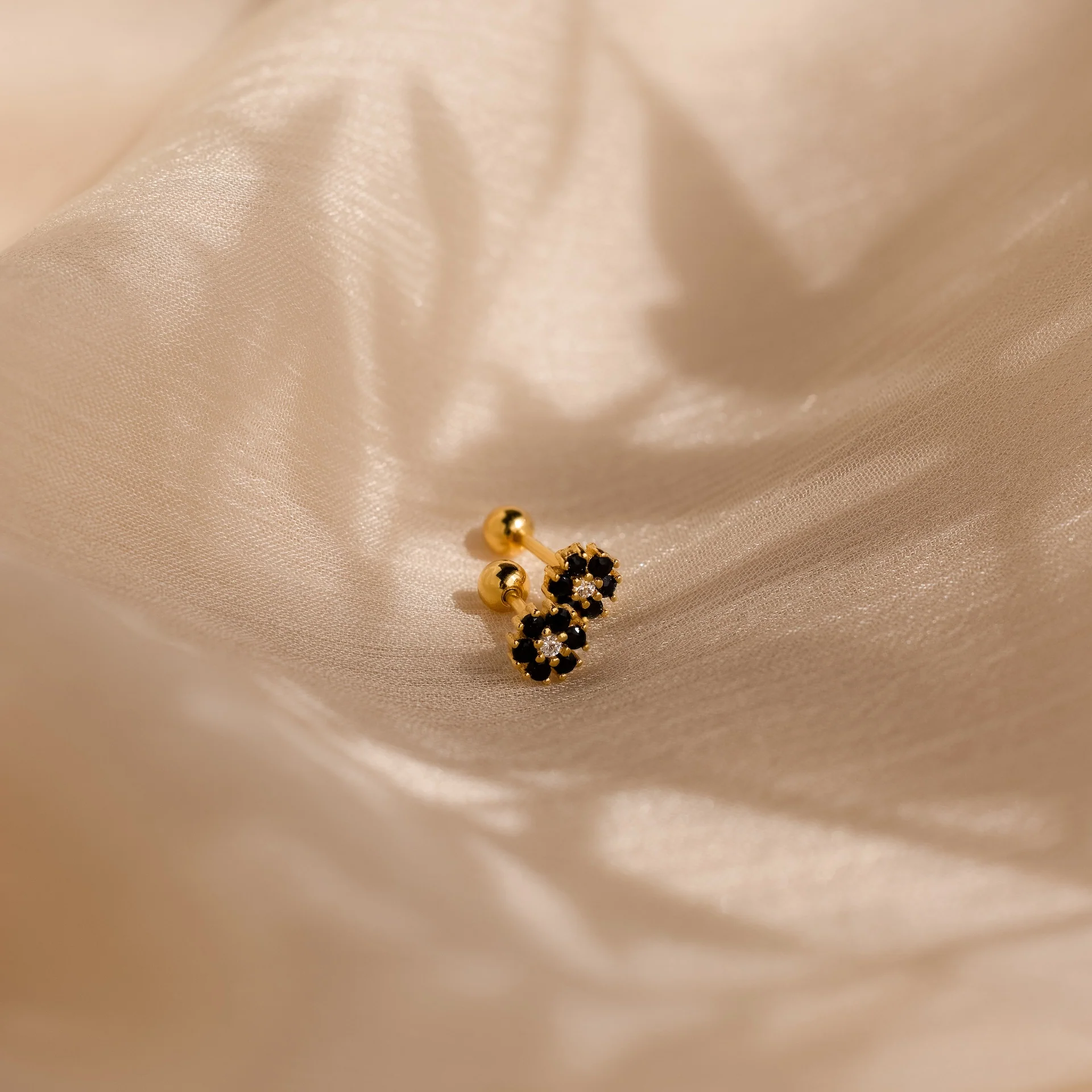 Onyx Flower Studs - Image 3