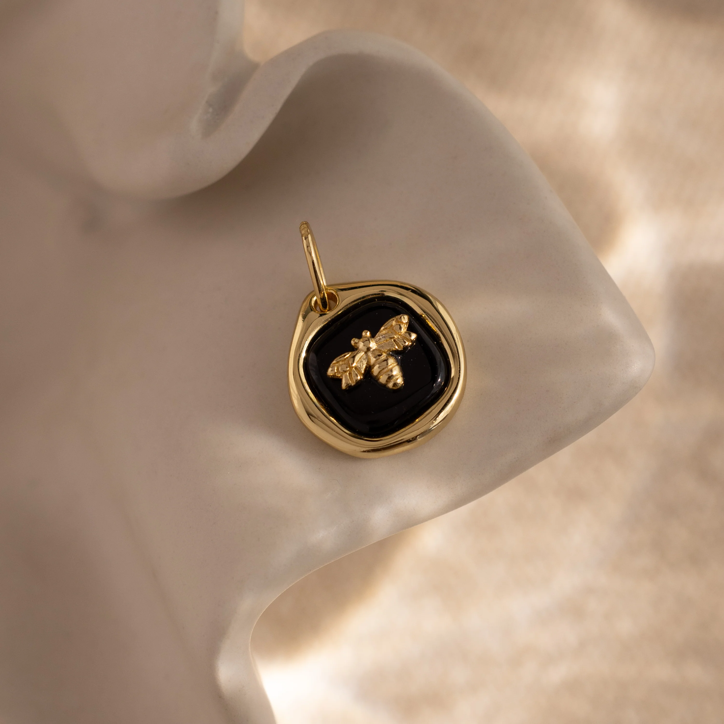 Onyx Honeybee Charm