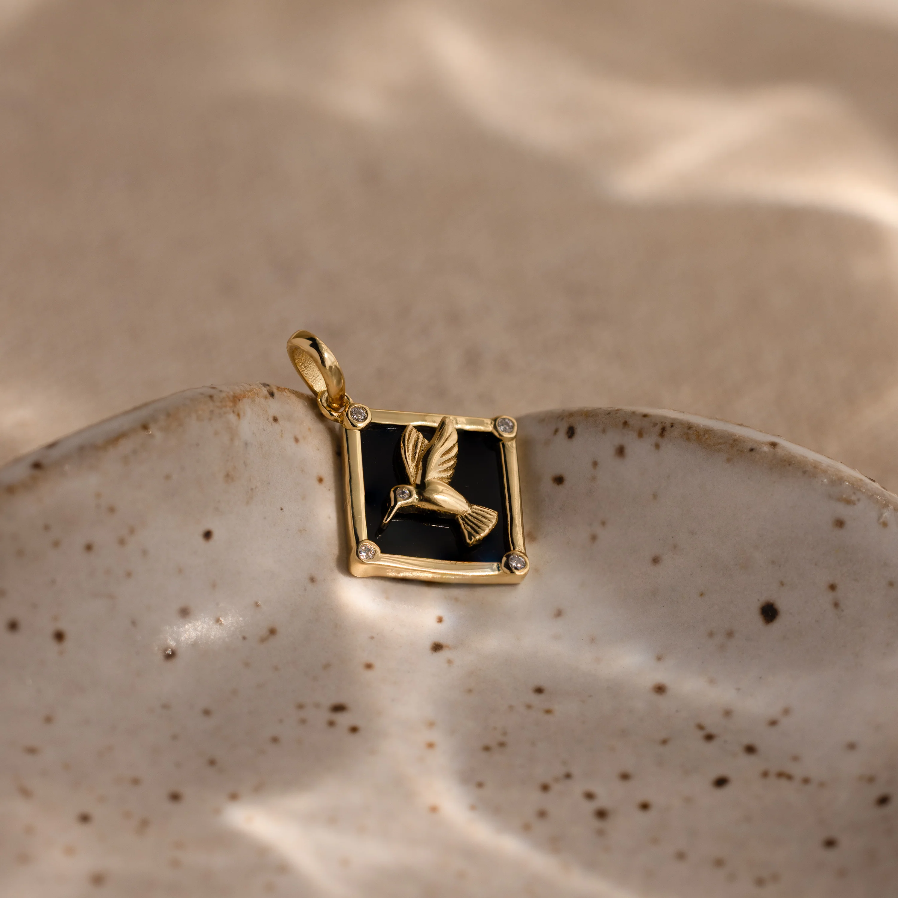 Onyx Hummingbird Charm
