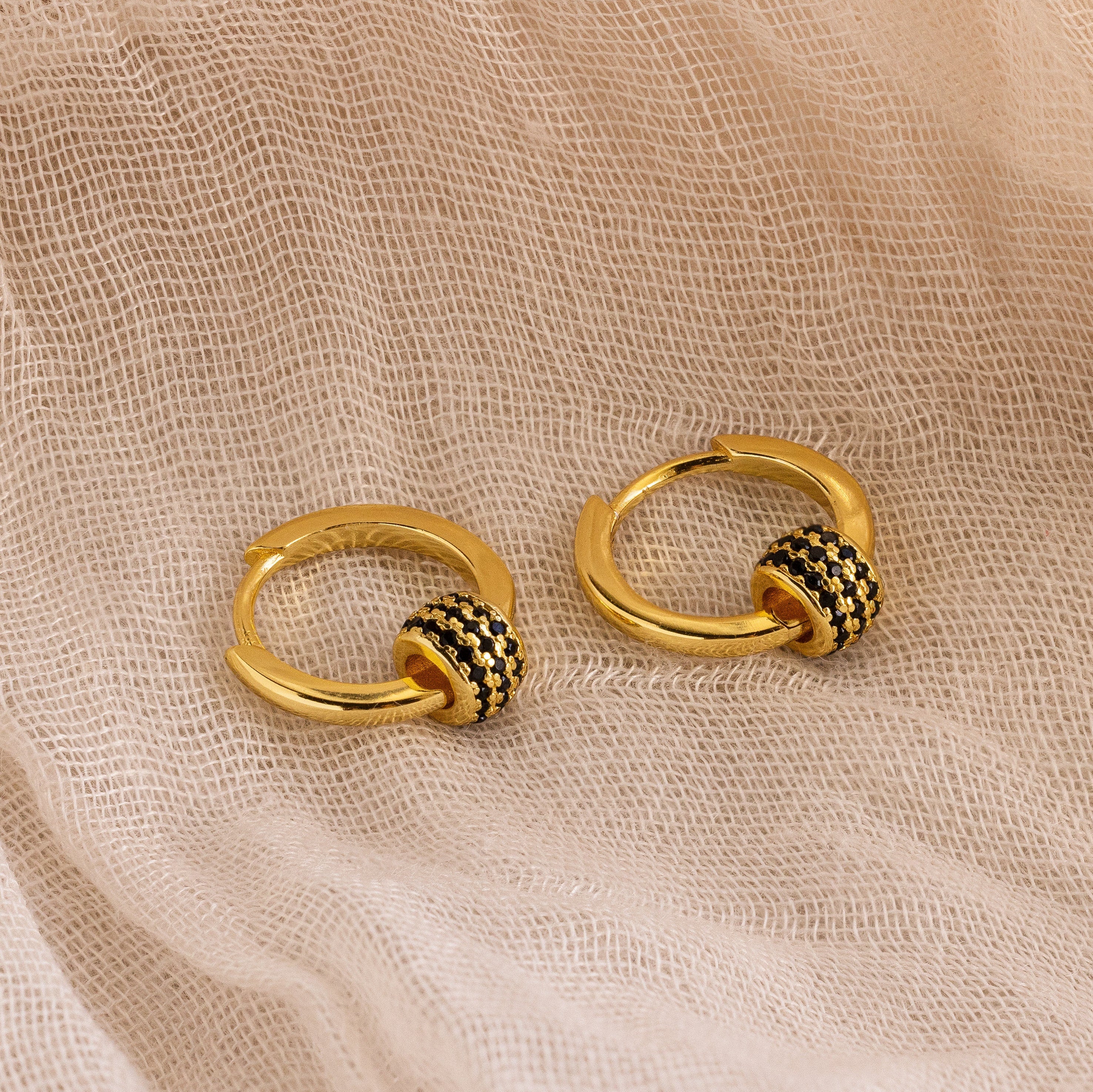 Onyx Pave Beaded Hoops - Image 7