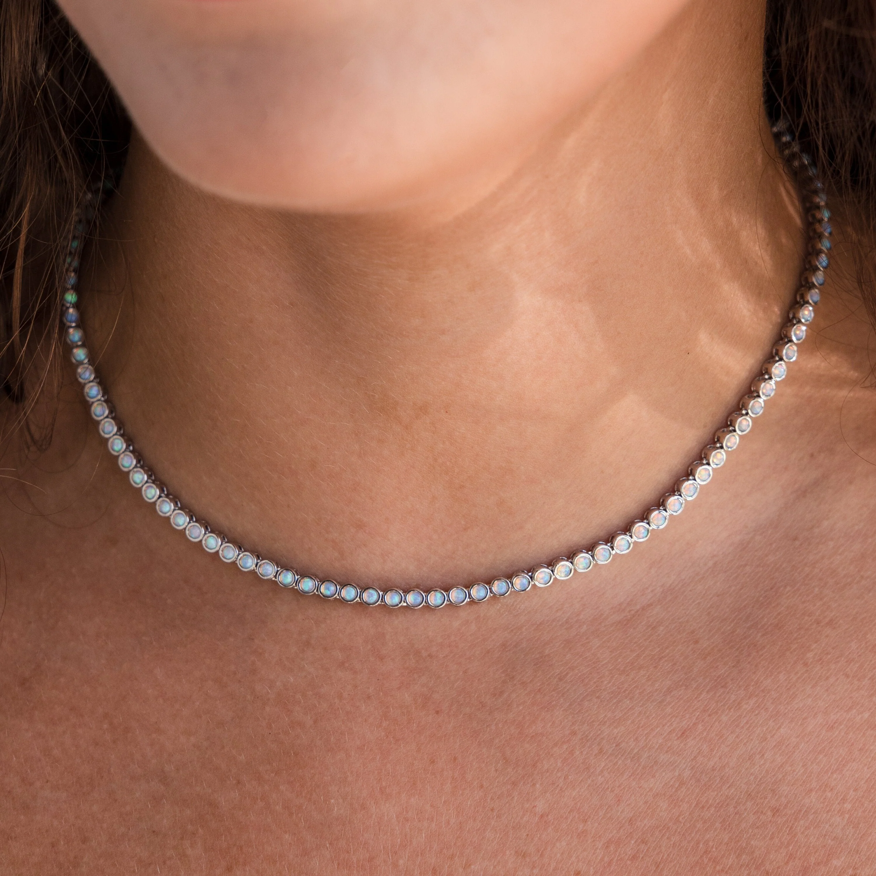 Opal Bezel Tennis Necklace - Image 4