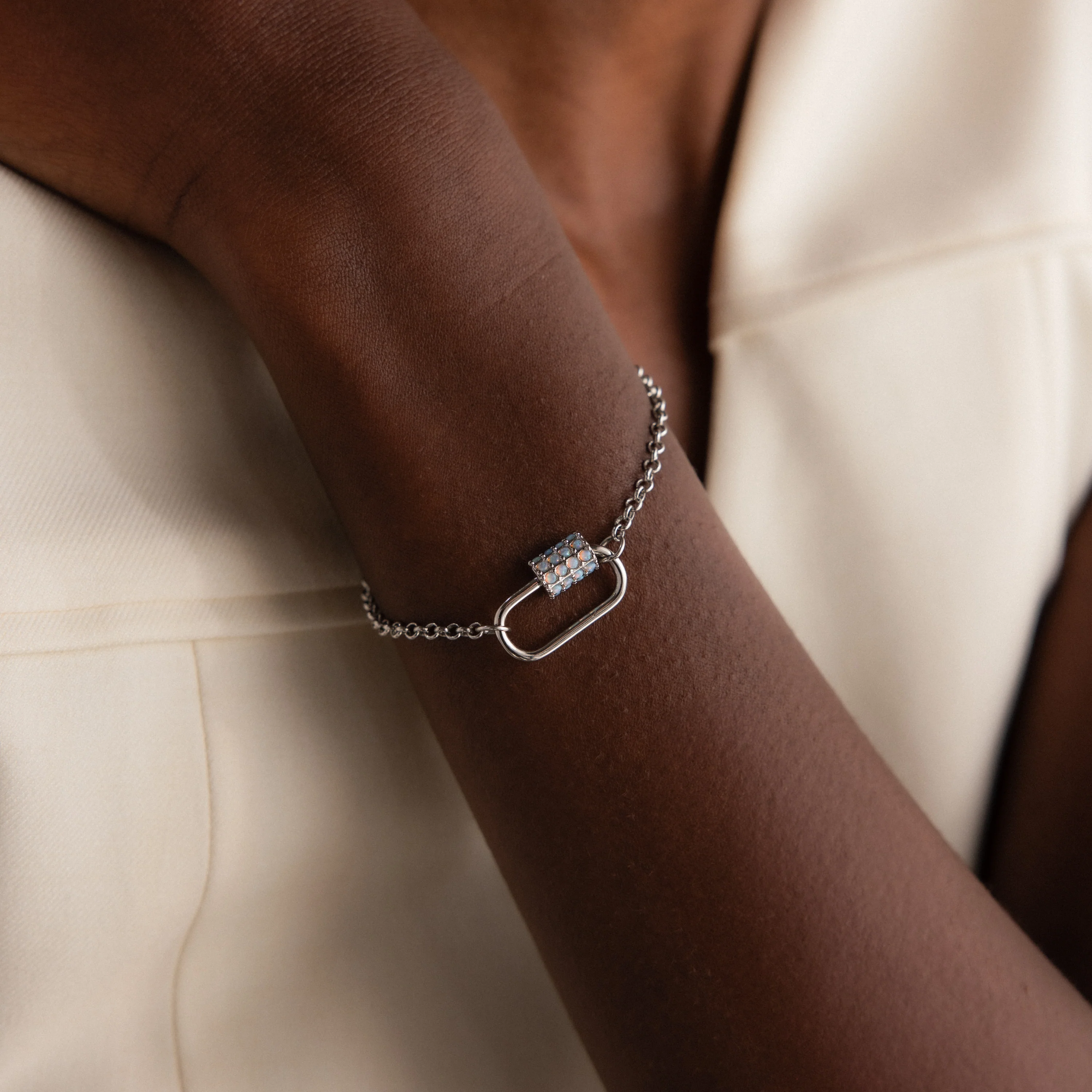 Opal Carabiner Clasp in Silver - Image 2