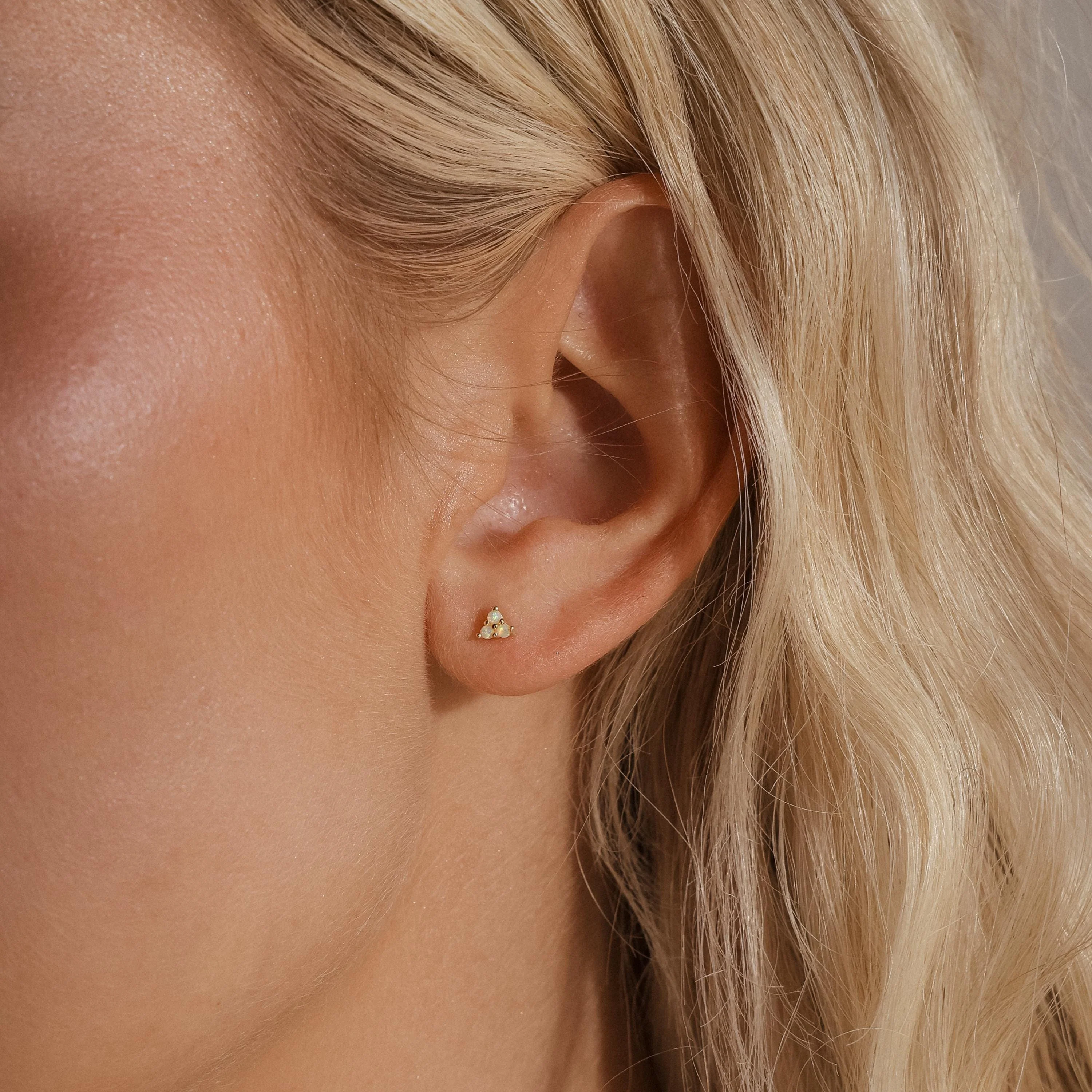 Opal Cluster Flatback Studs in 18K Gold - Image 2