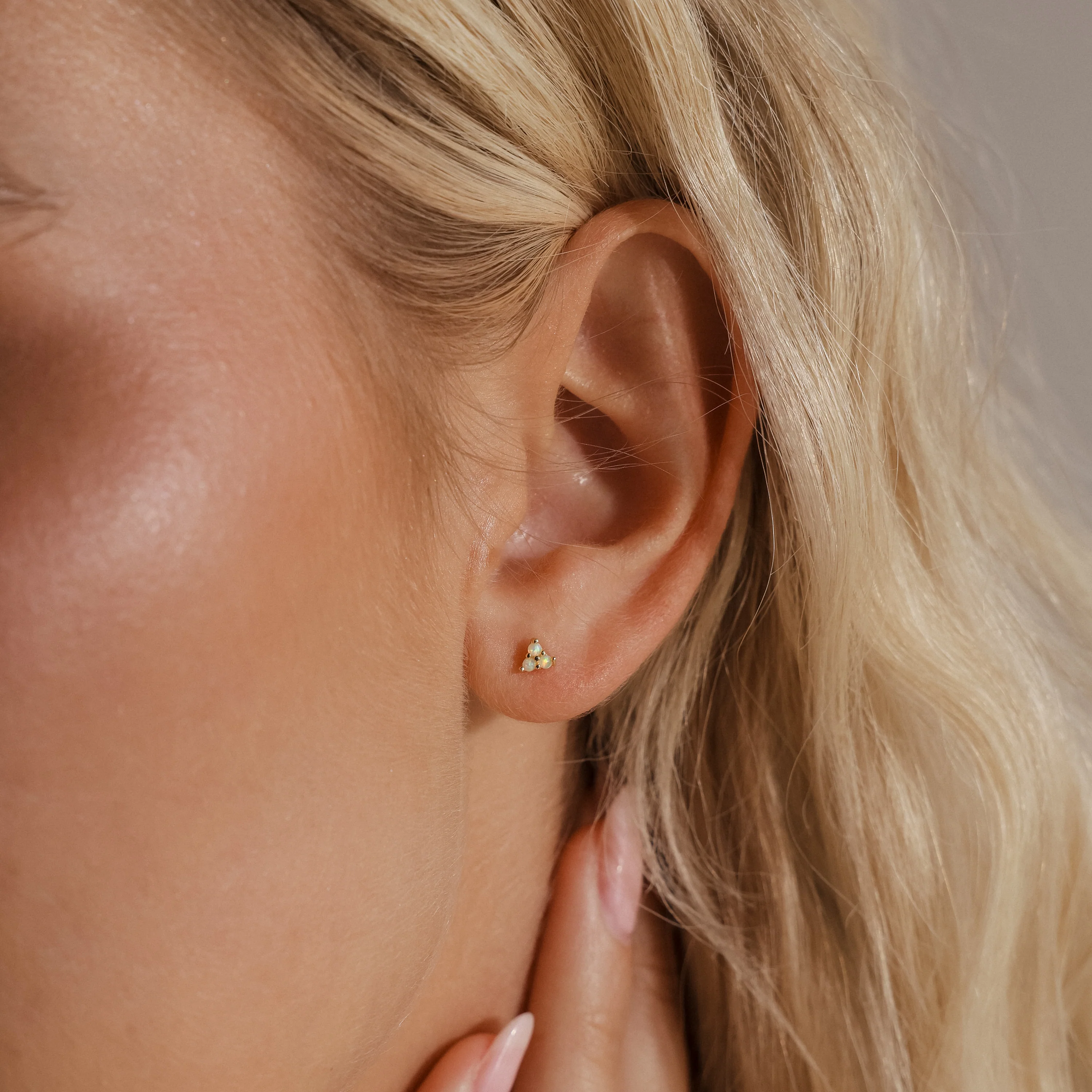 Opal Cluster Flatback Studs in Silver - Image 2
