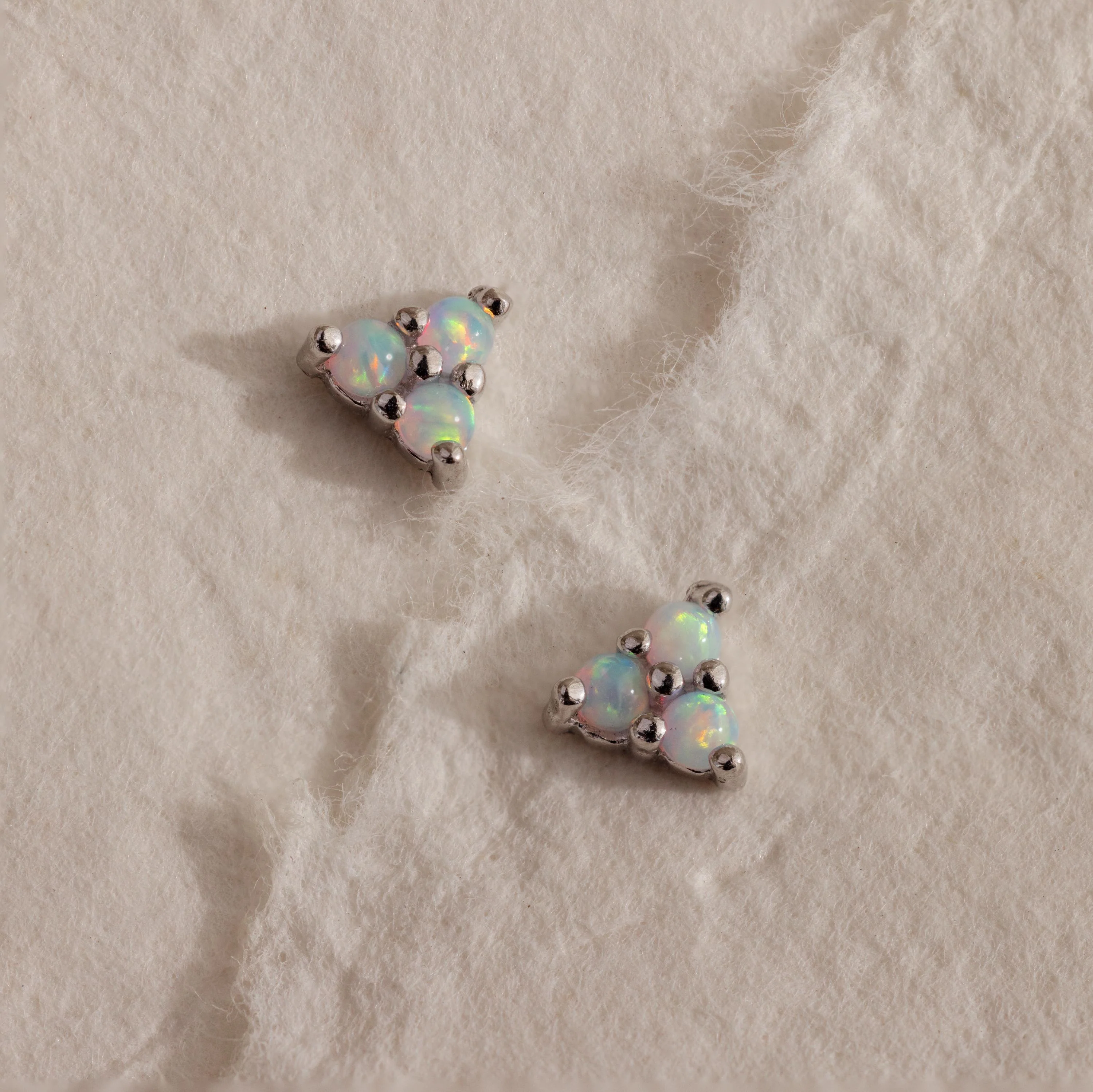 Opal Cluster Flatback Studs in Silver - Image 3