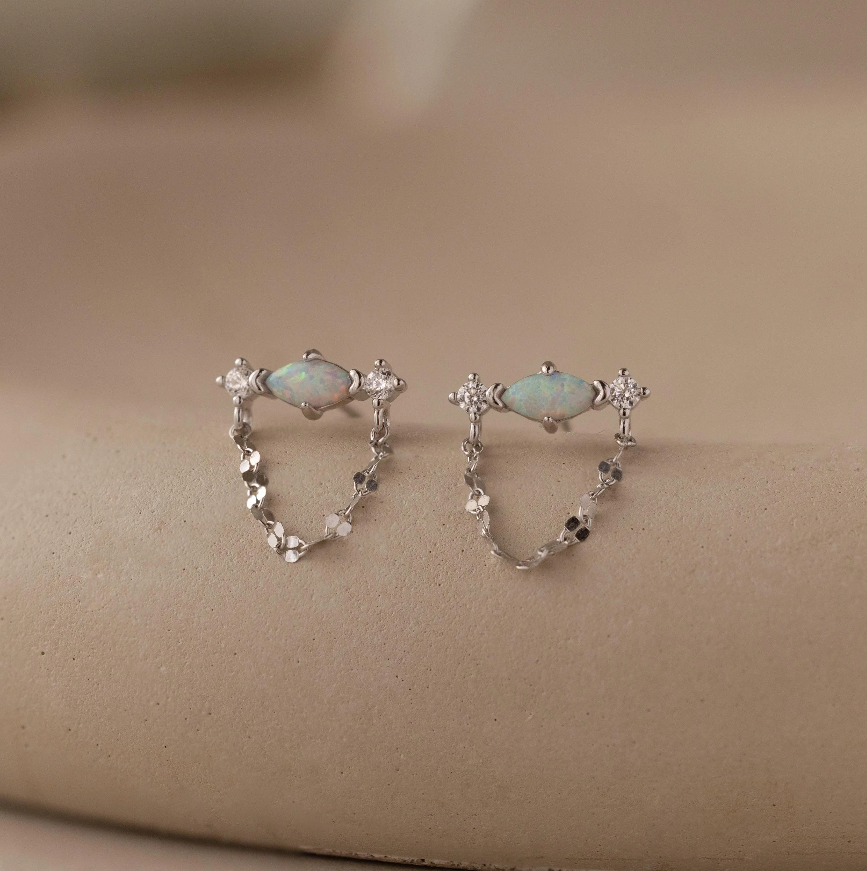 Opal & Diamond Chain Studs - Image 2