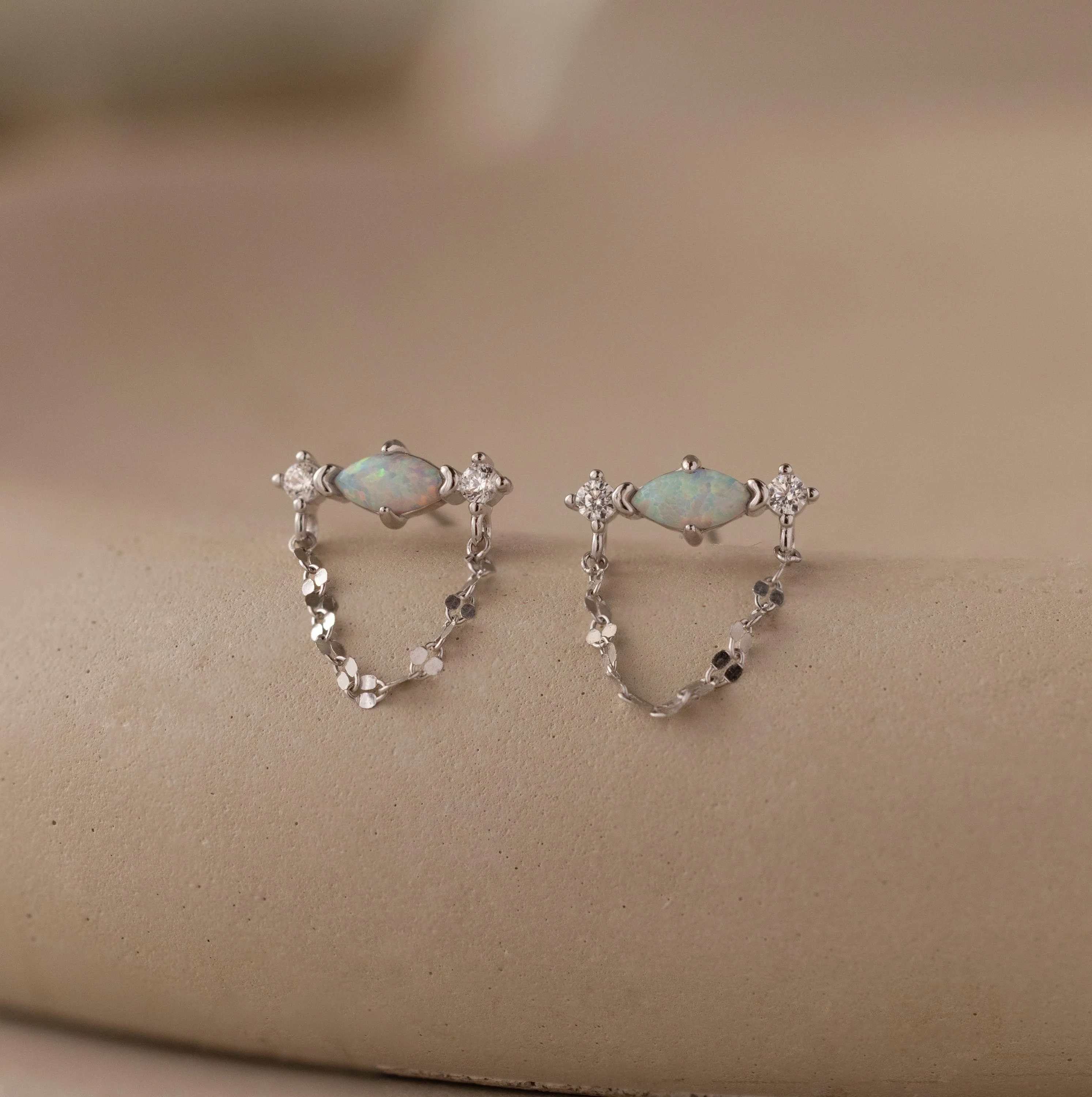 Opal & Diamond Chain Studs - Image 6