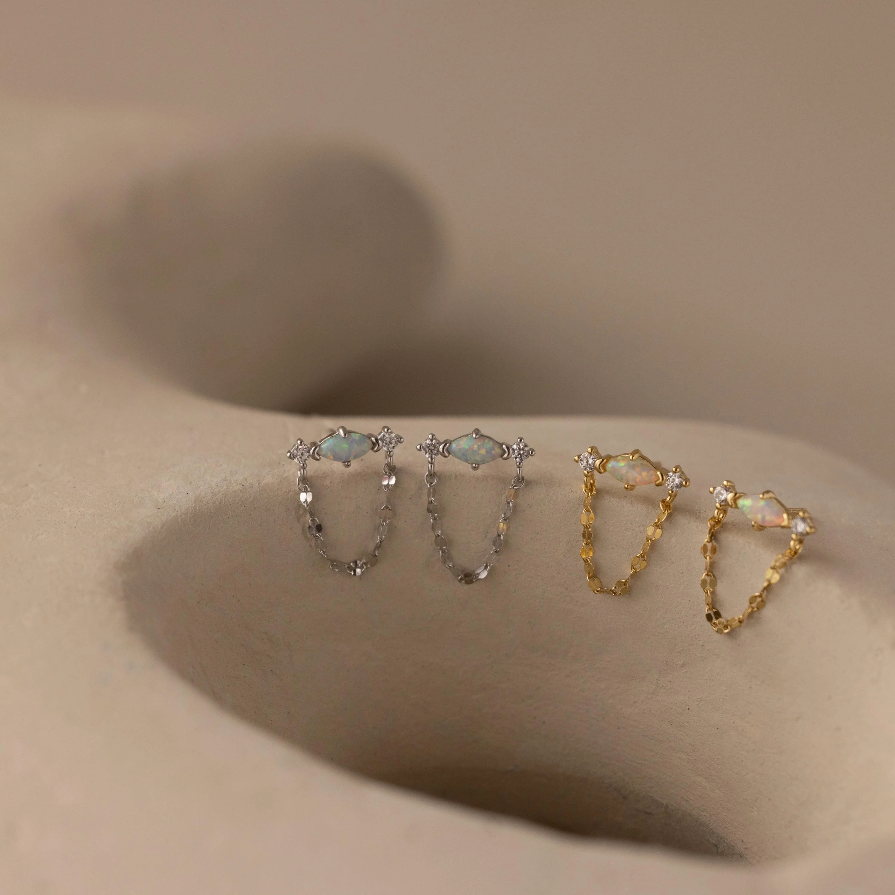 Opal & Diamond Chain Studs - Image 8
