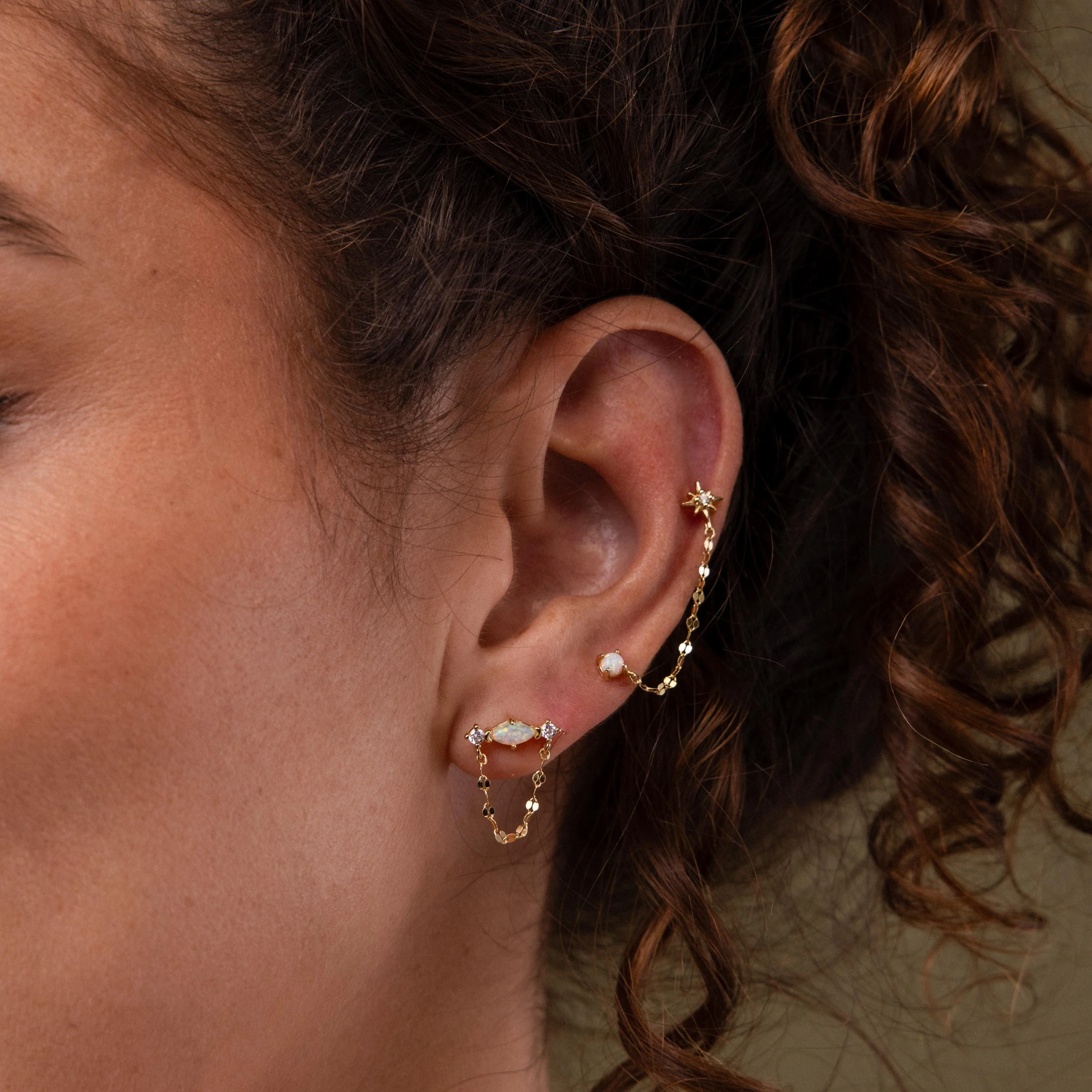 Opal & Diamond Chain Studs - Image 9