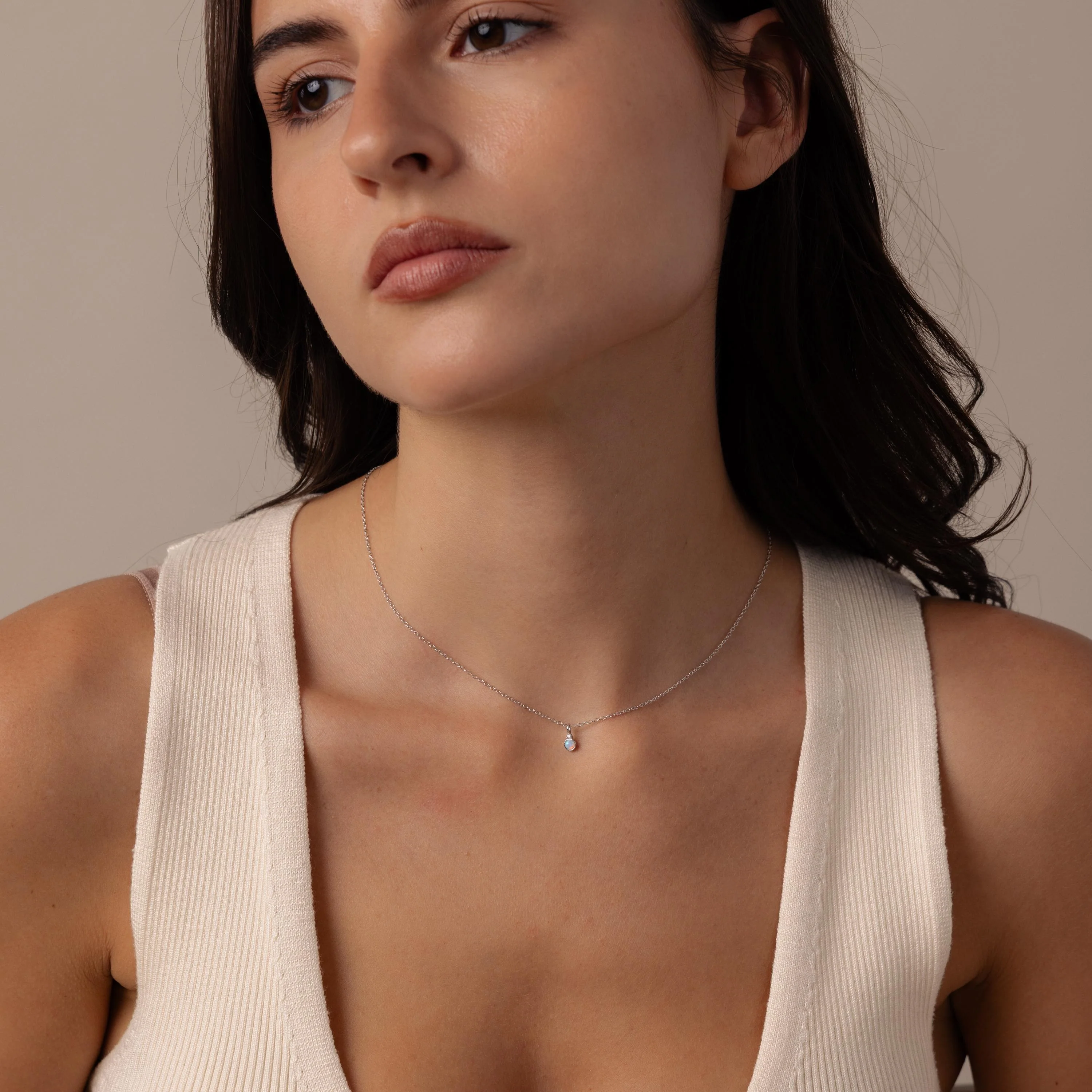 Opal Diamond Necklace in Silver - Image 2