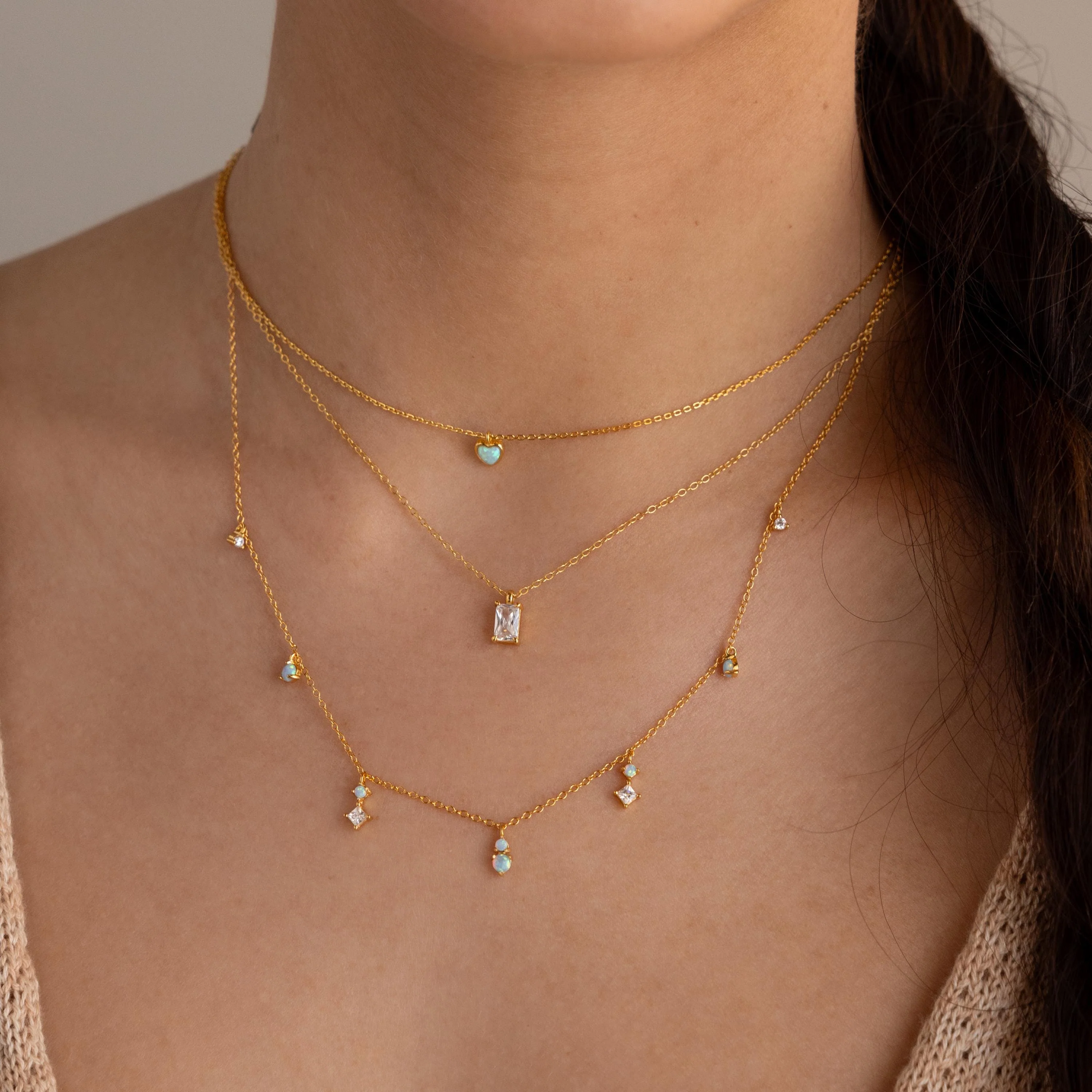 Opal Diamond Station Necklace - Image 4
