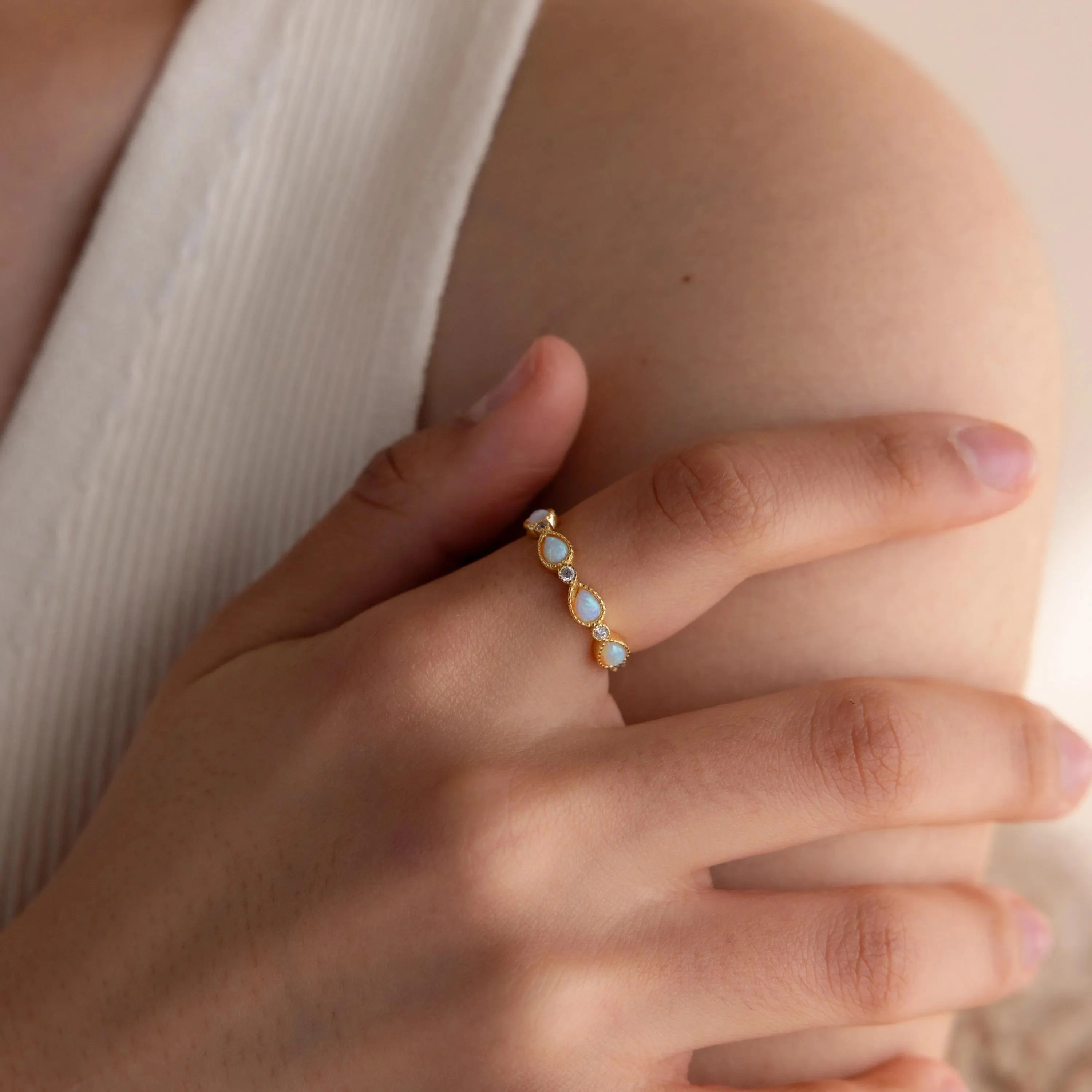 Opal Diamond Teardrop Ring - Image 2