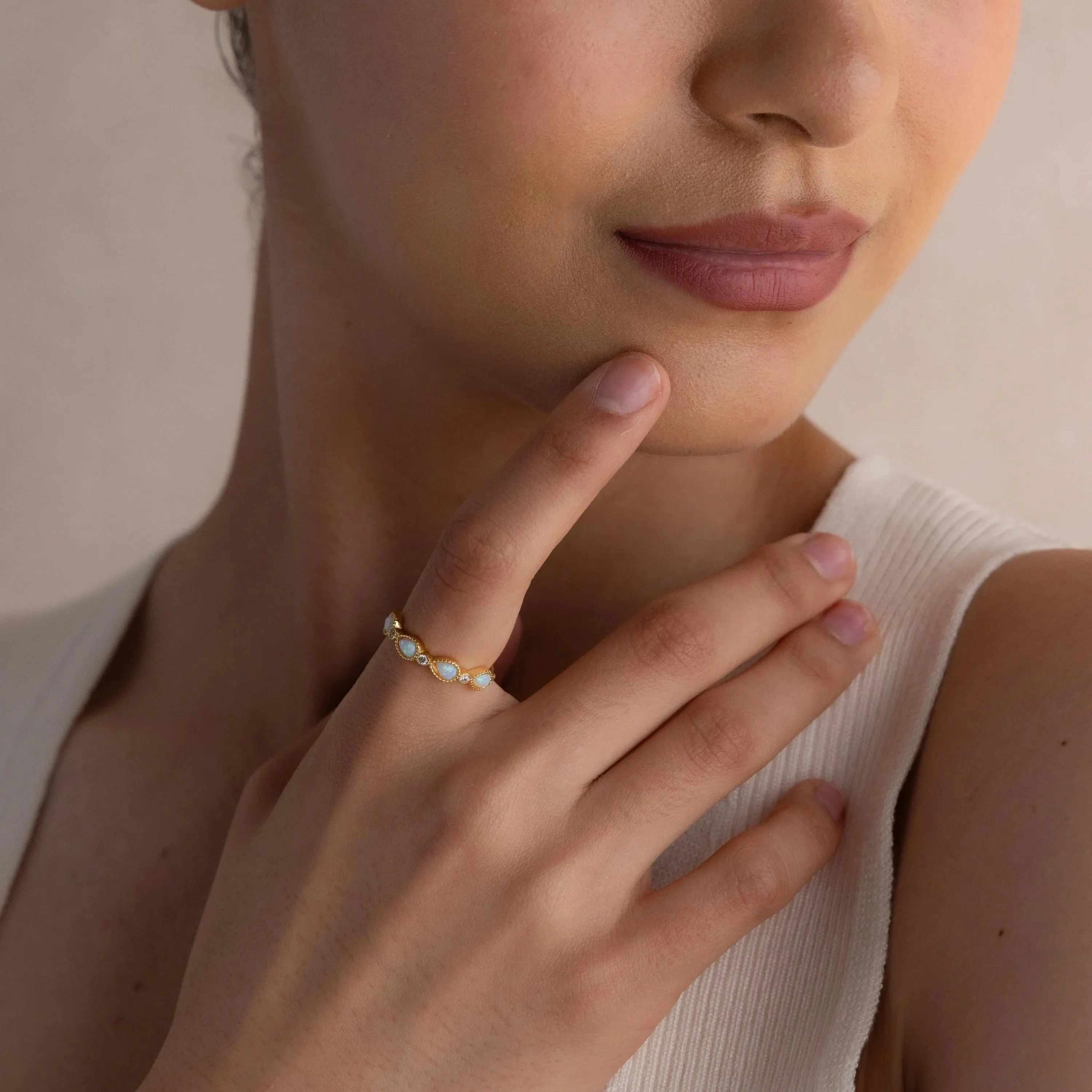 Opal Diamond Teardrop Ring - Image 4