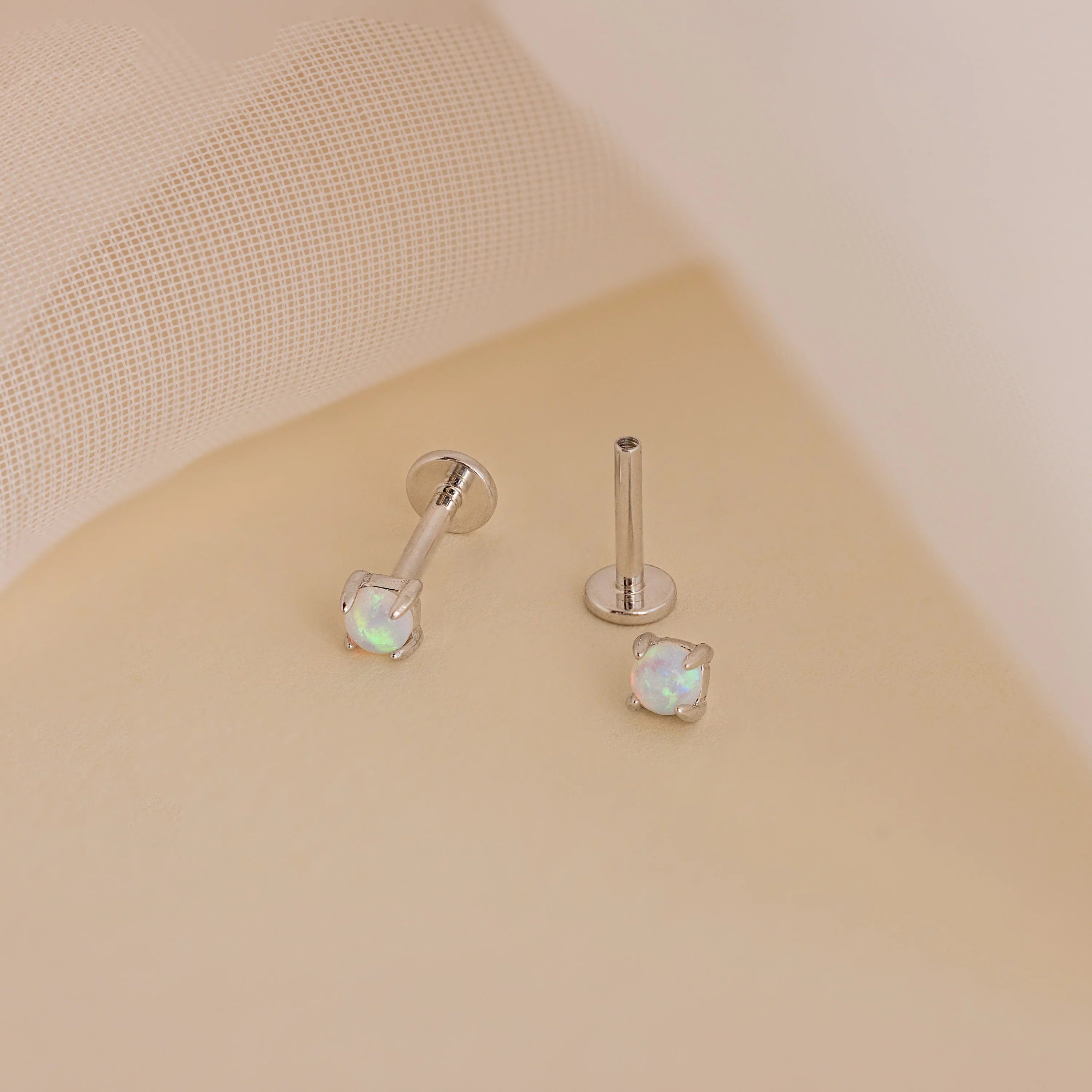 Opal Flat Back Studs in Silver - Image 4
