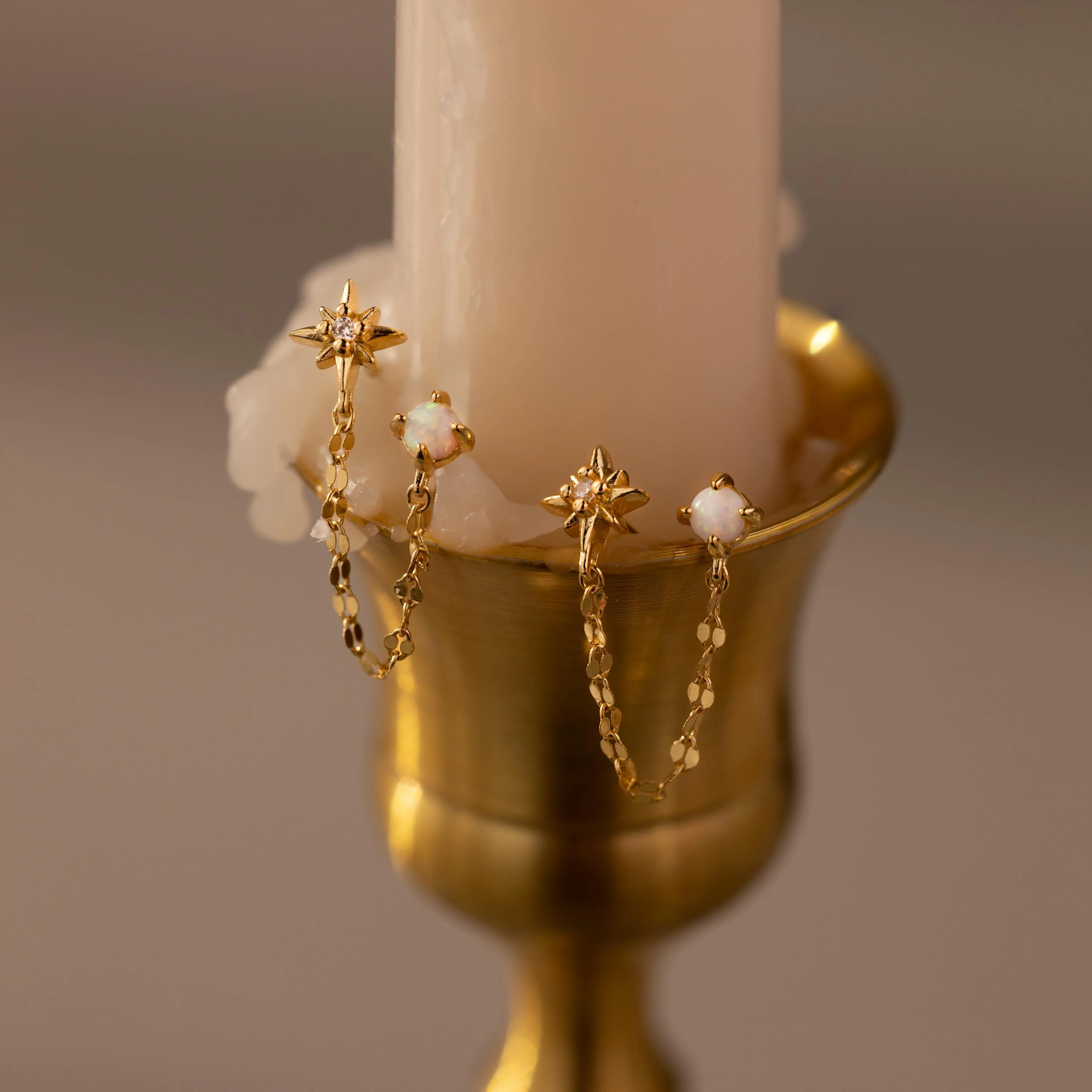 Opal & Star Duo Chain Studs - Image 8