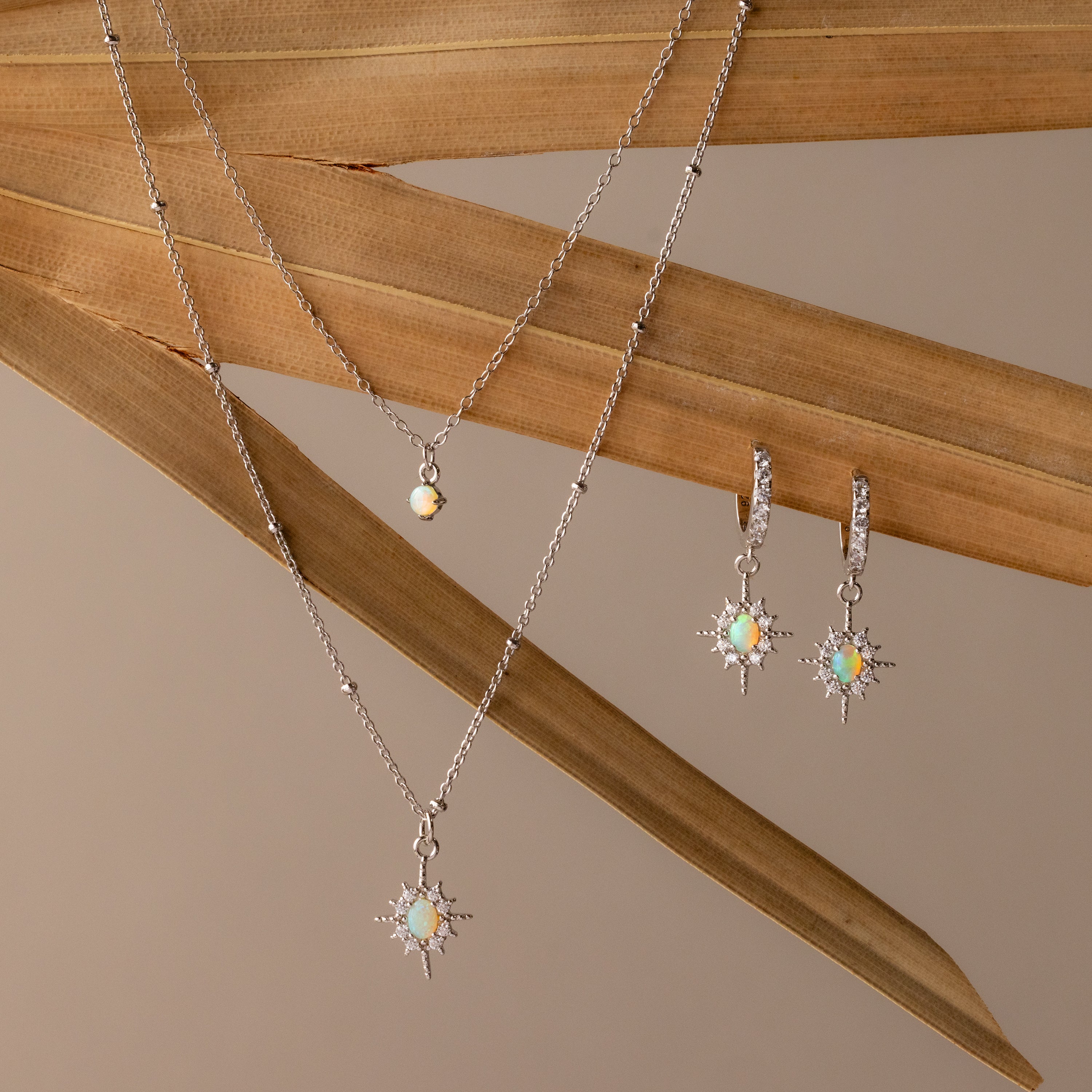Opal Star Necklace & Earrings Set - Image 4