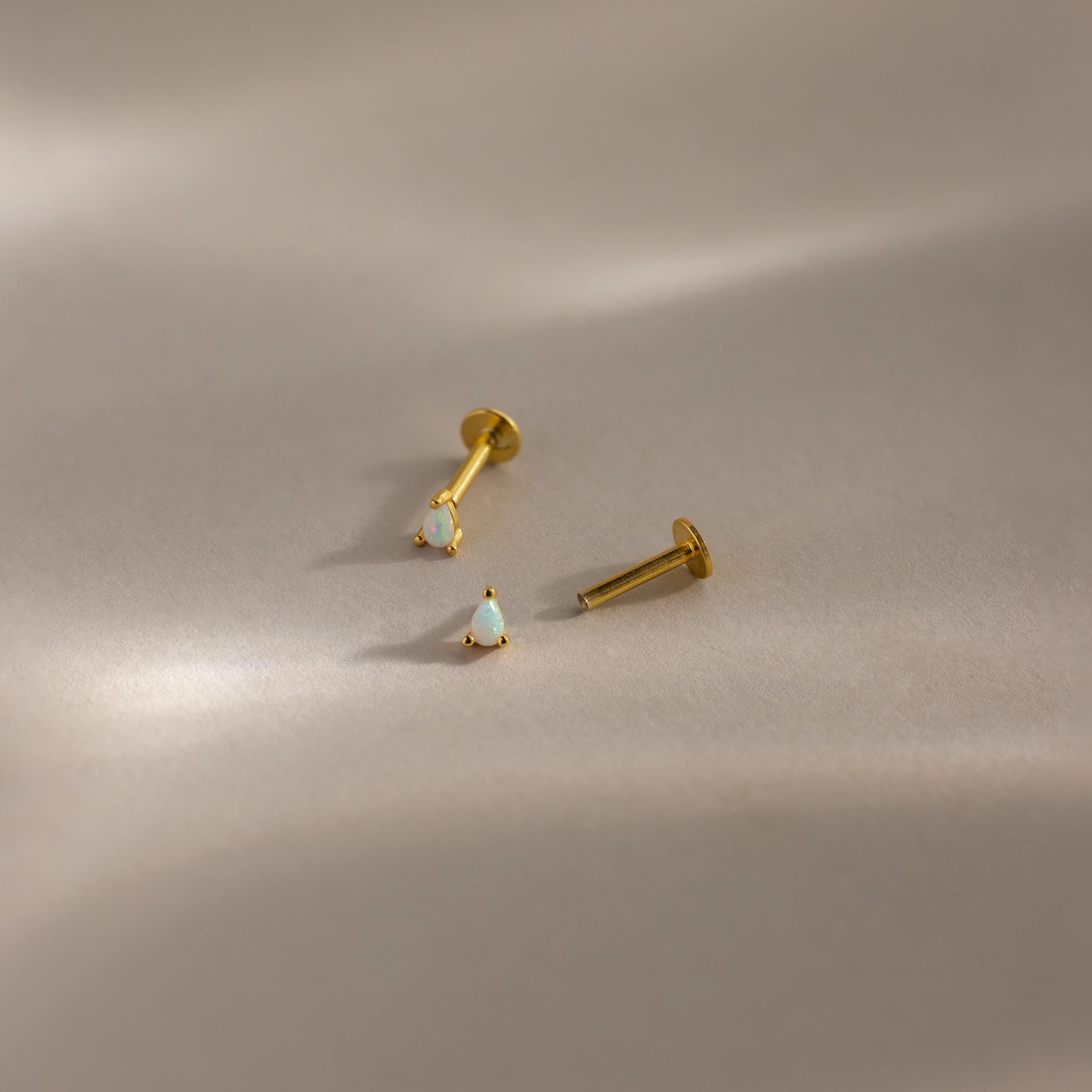 Opal Teardrop Flatback Studs in 18K Gold - Image 3