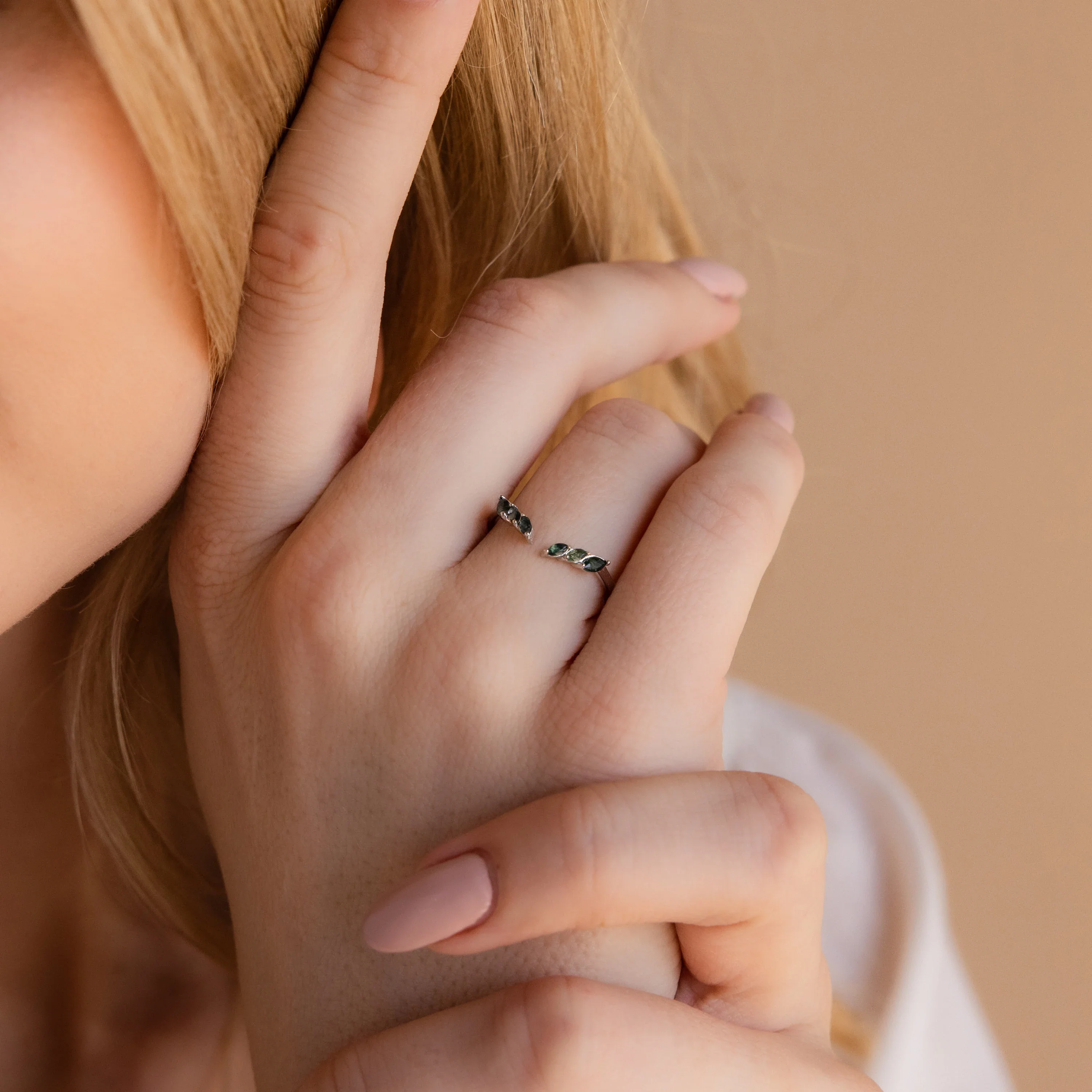 Open Moss Agate Chevron Ring - Image 5