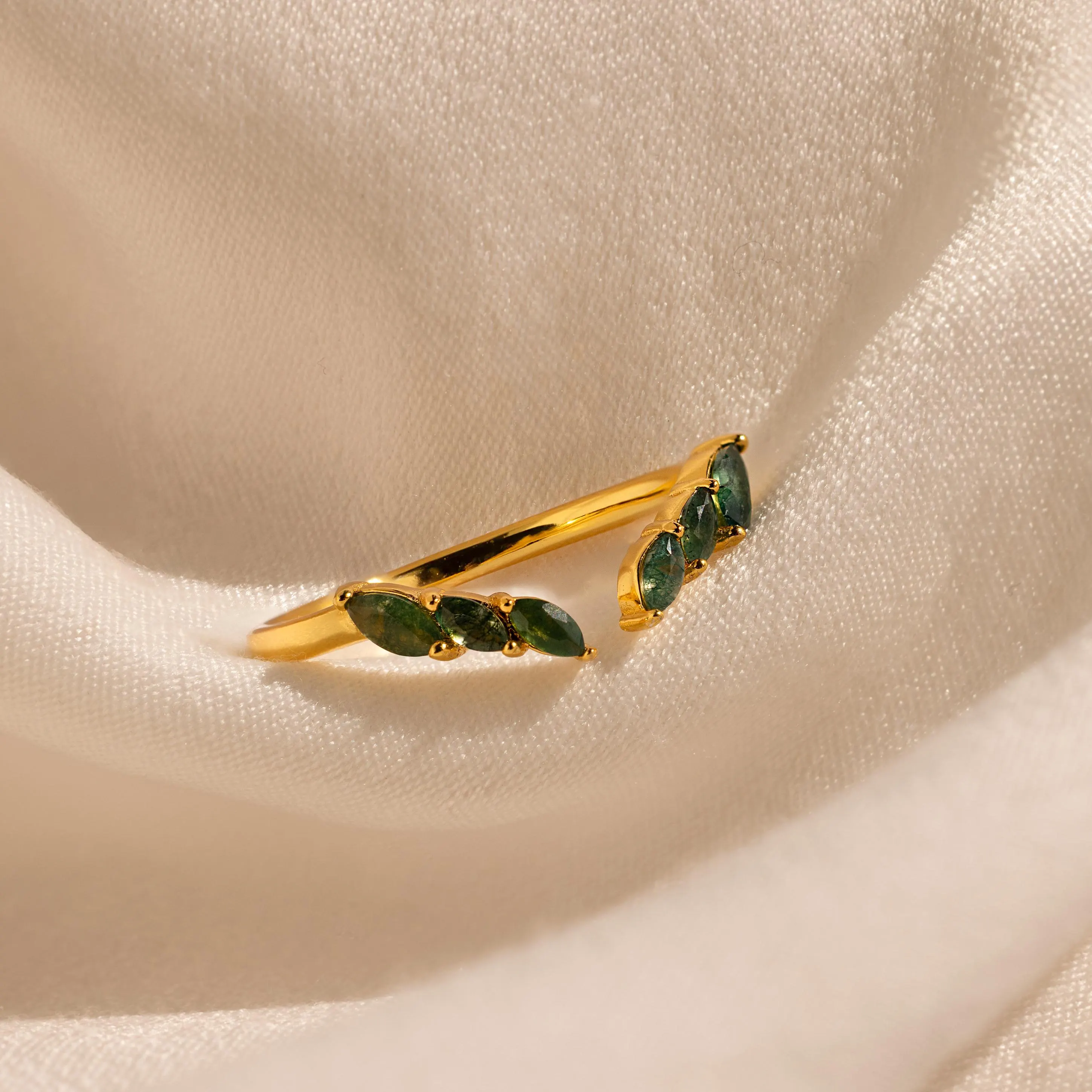 Open Moss Agate Chevron Ring - Image 6