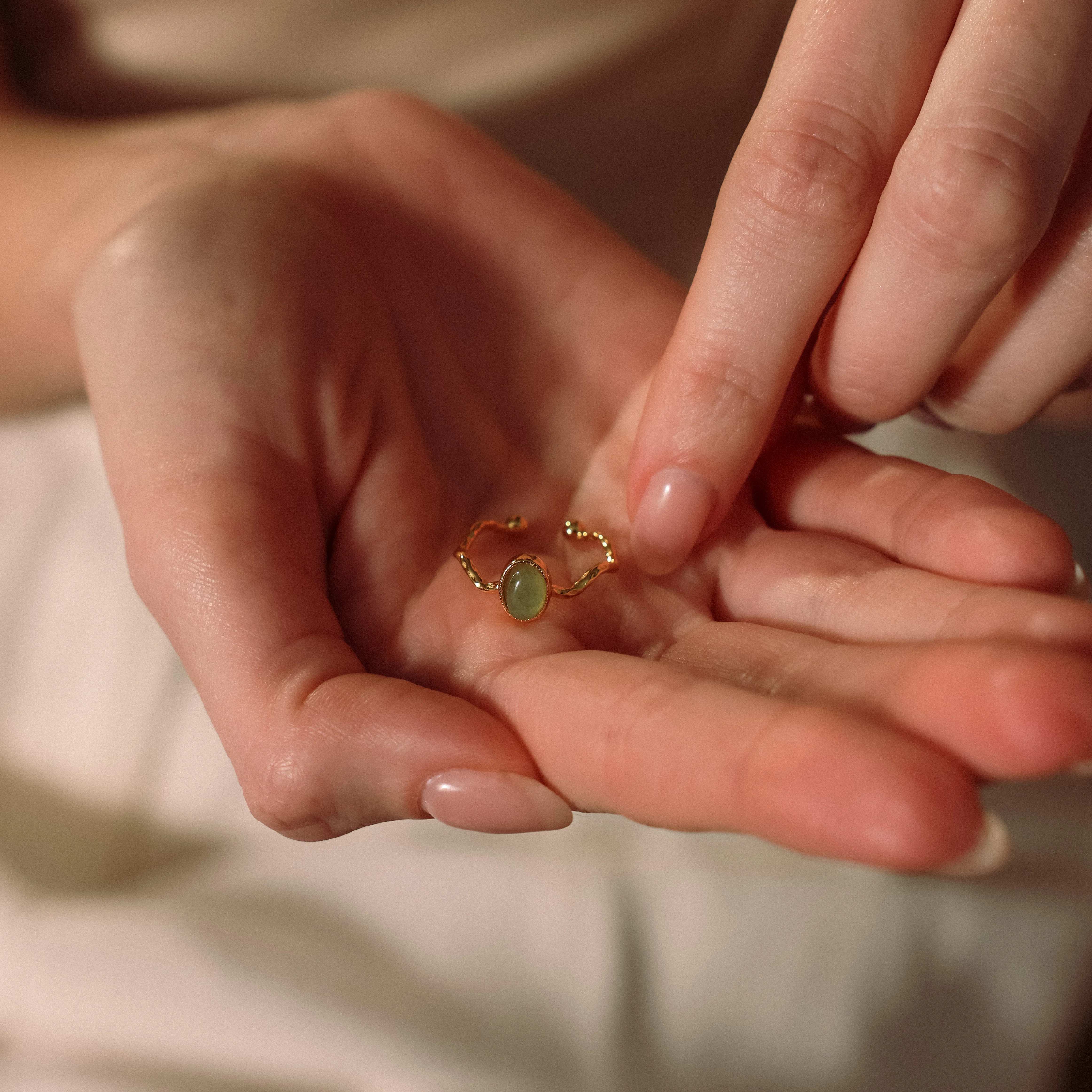 Open Sculpted Jade Ring - Image 6