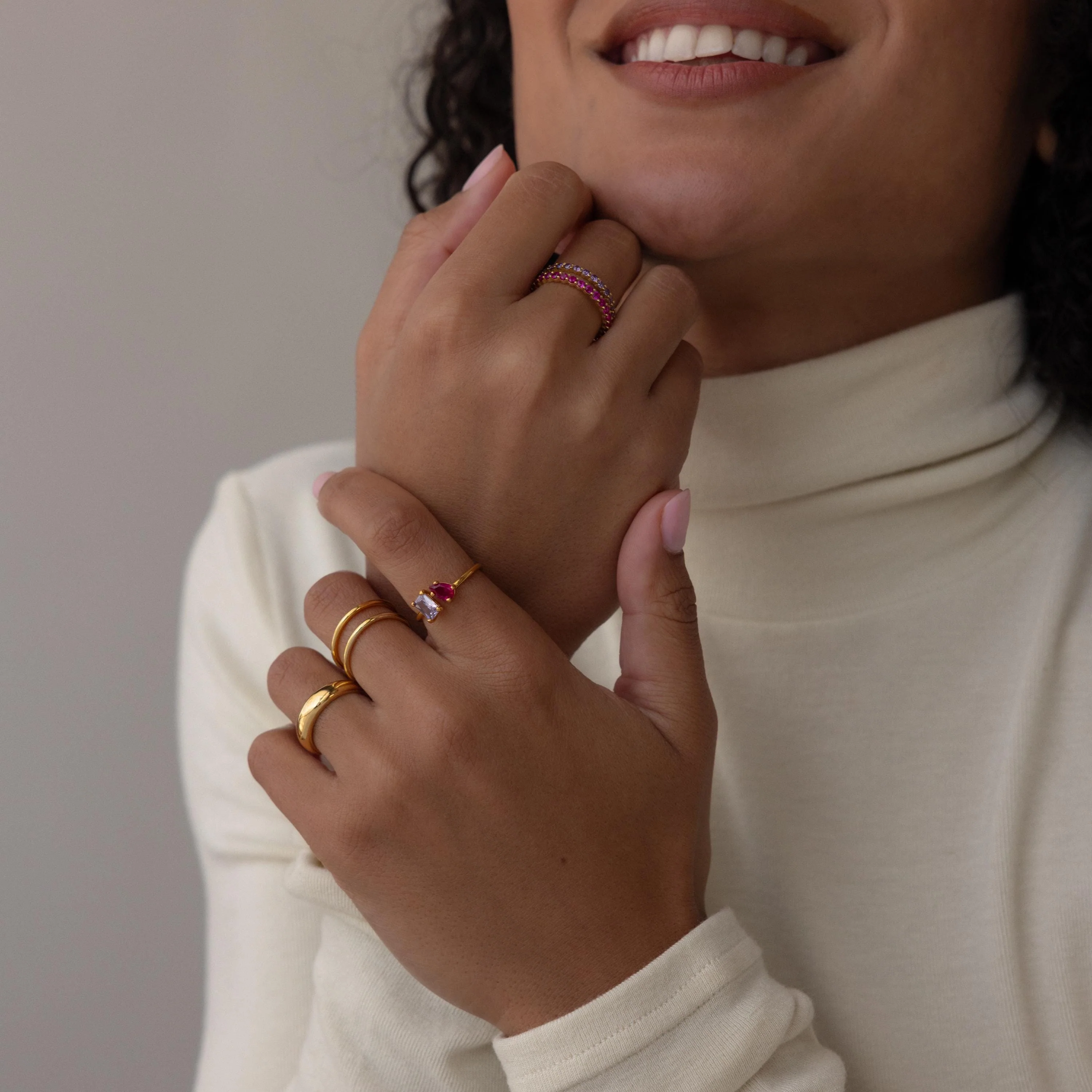 Open Toi et Moi Birthstone Ring - Image 6