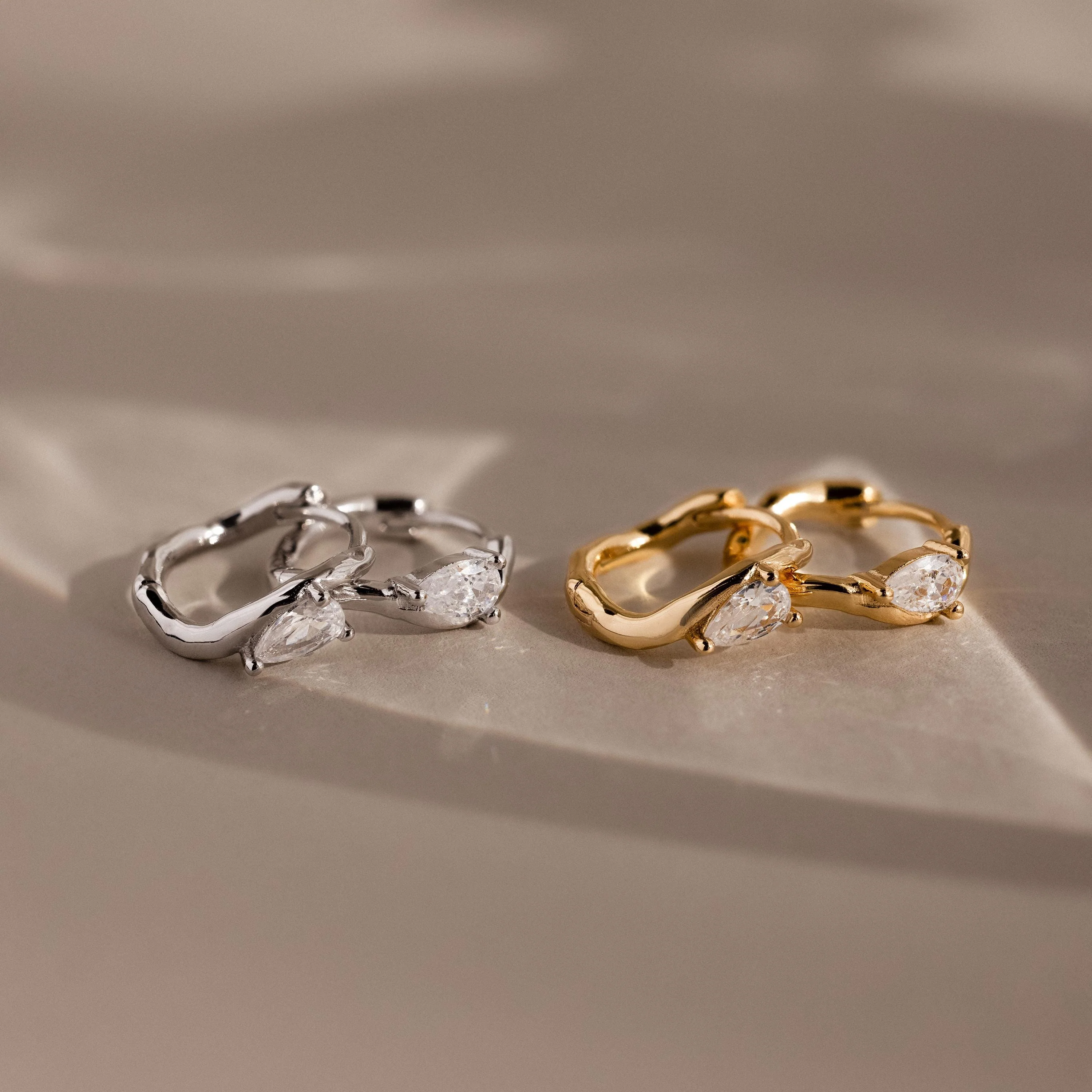 Organic Diamond Teardrop Hoops - Image 6