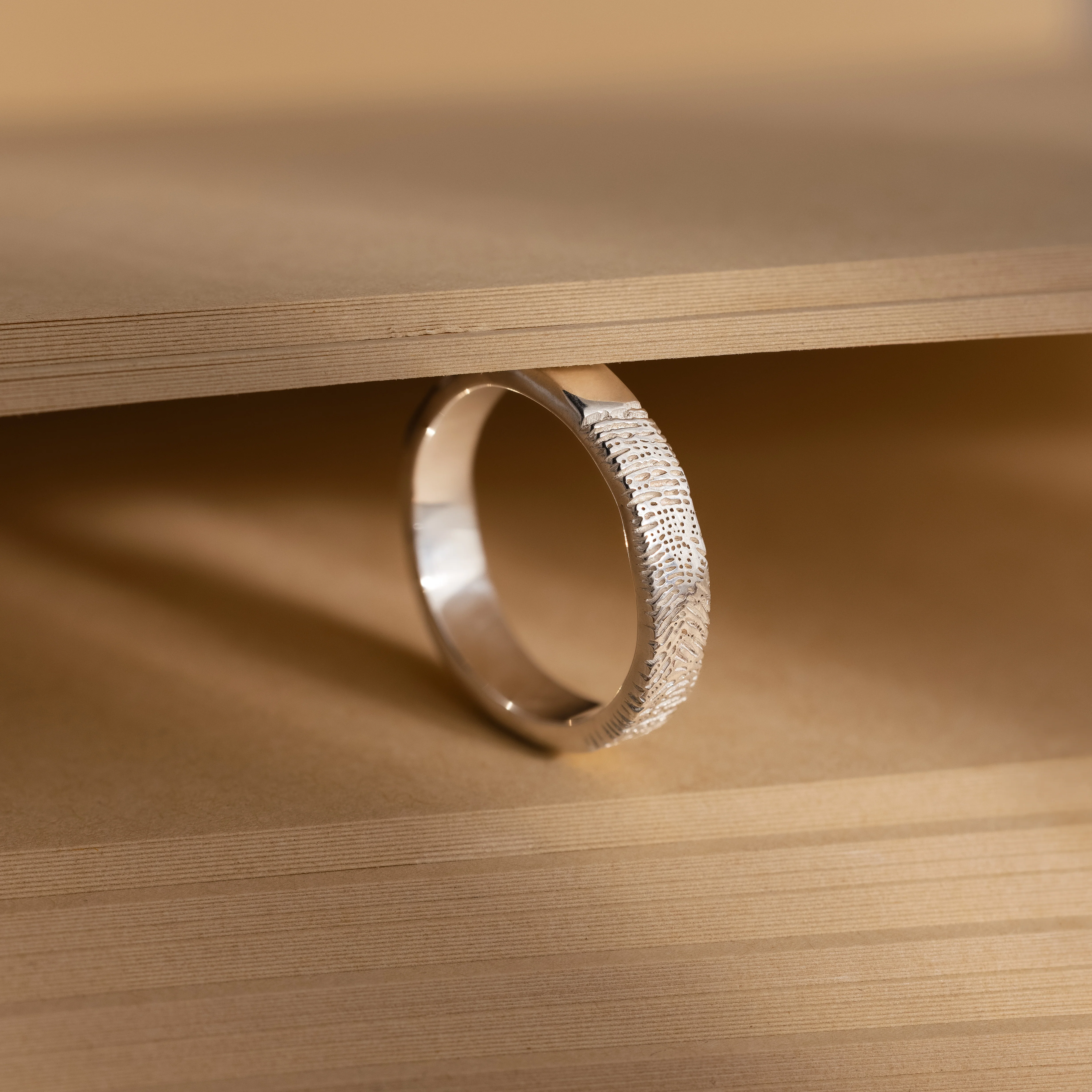 Organic Fingerprint Band in Silver - Image 3