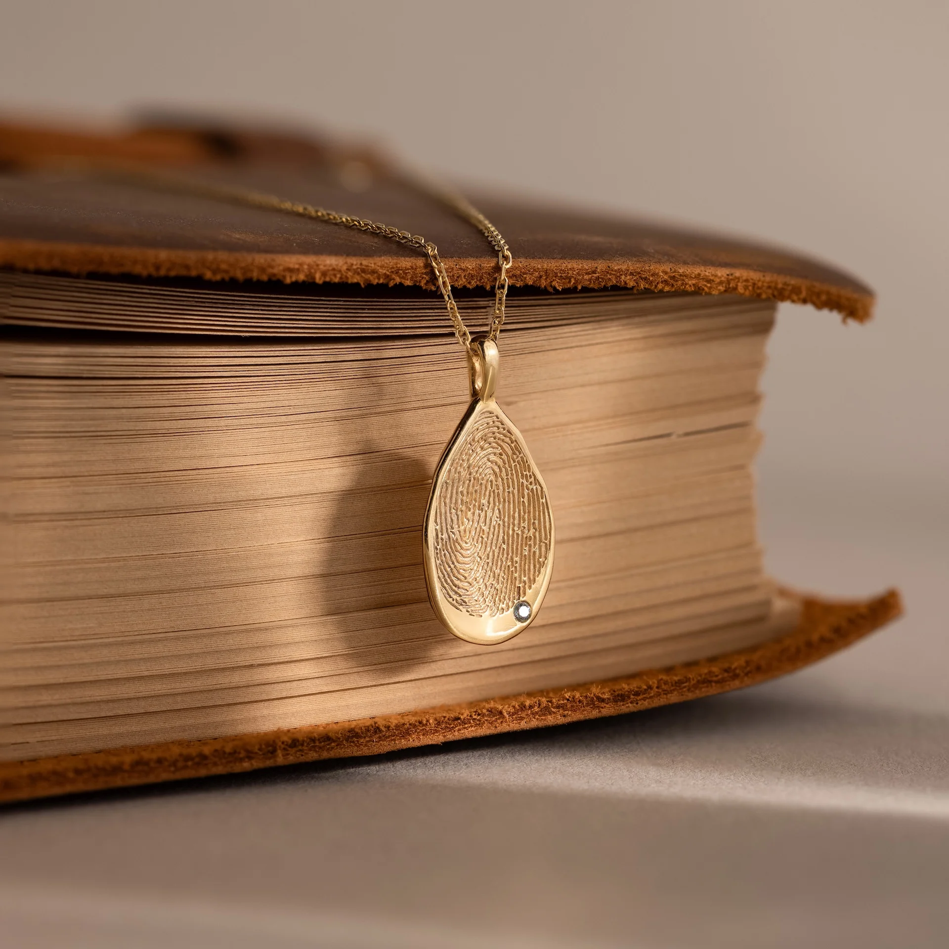 Organic Fingerprint Teardrop Necklace - Image 6
