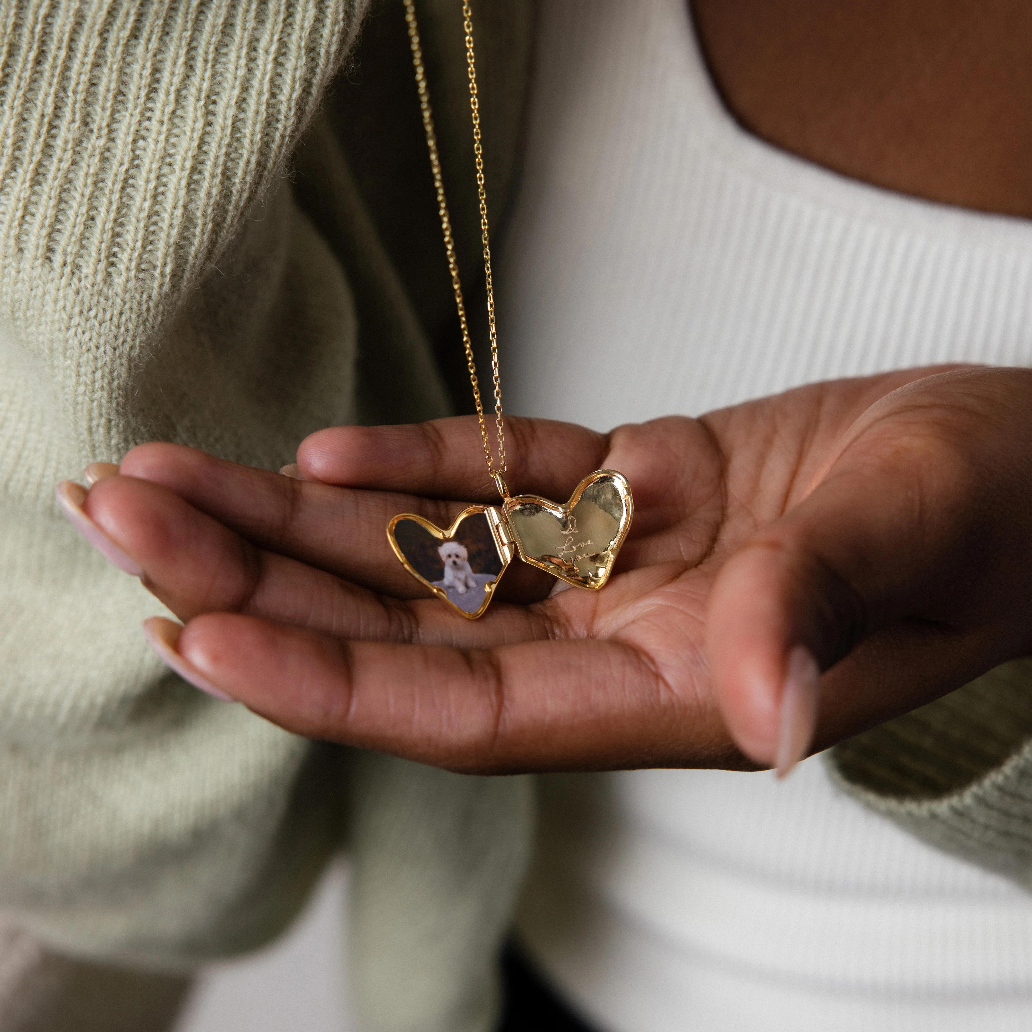 Organic Heart Locket Necklace - Image 7