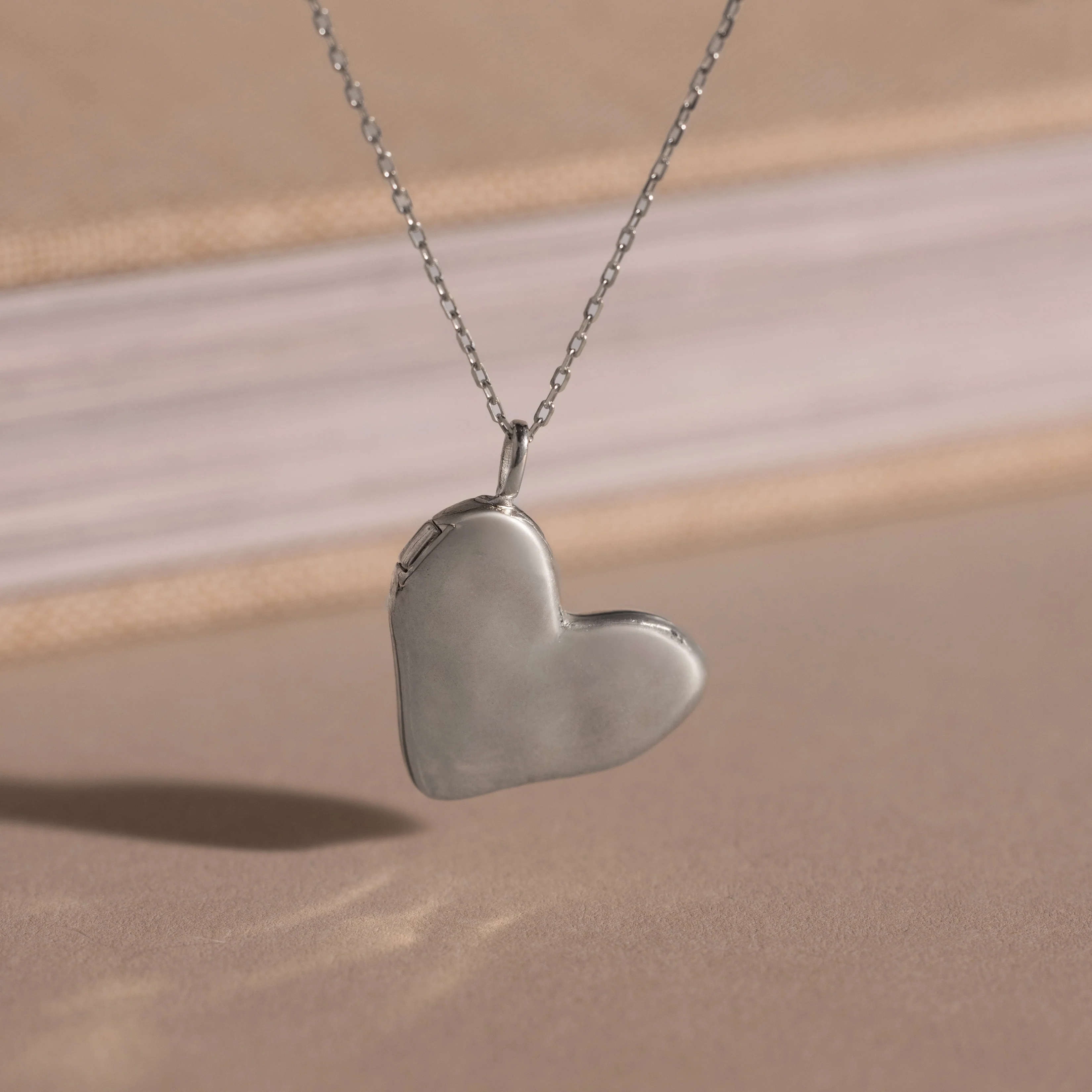 Organic Heart Locket Necklace in Silver - Image 3