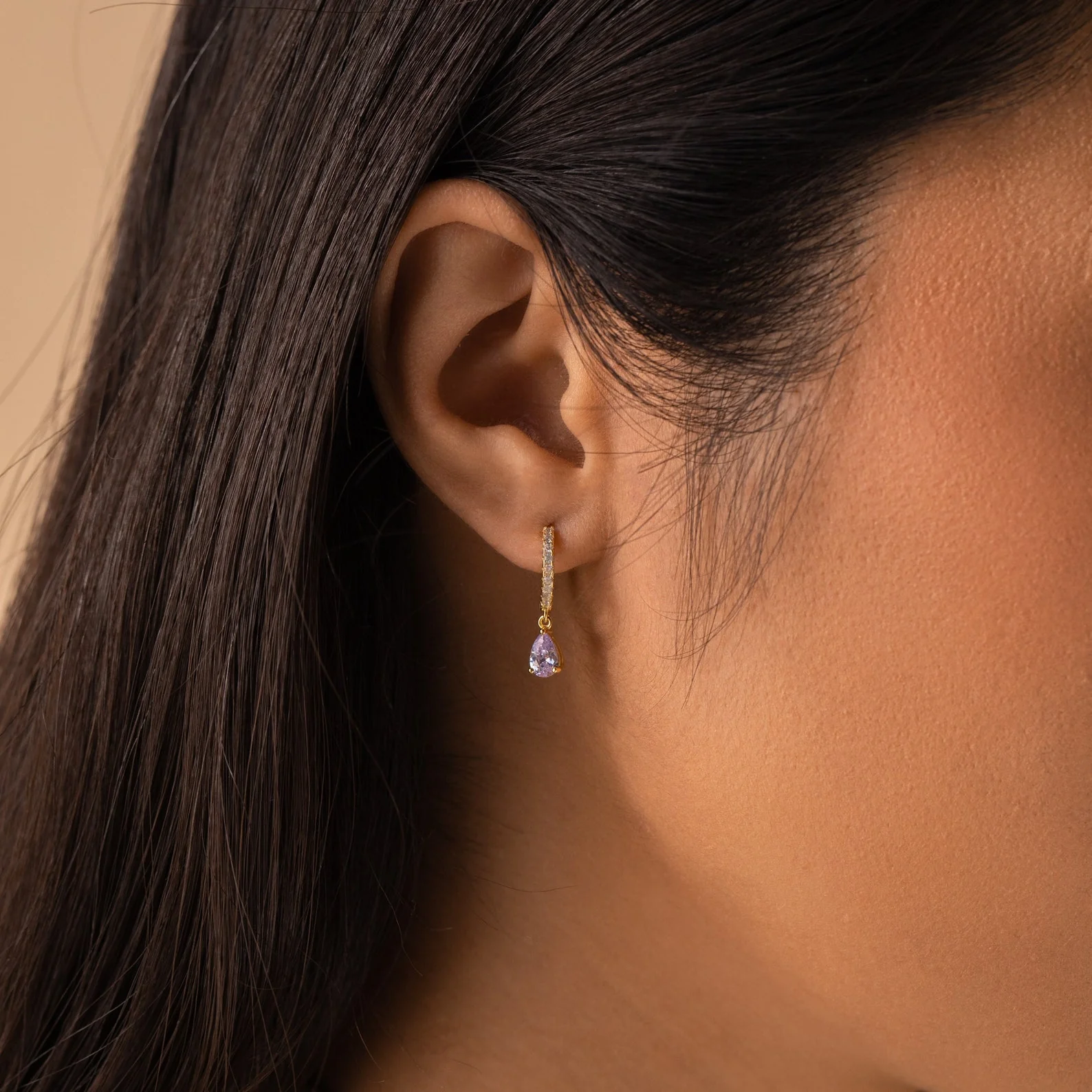 Pave Birthstone Drop Huggies - Image 7
