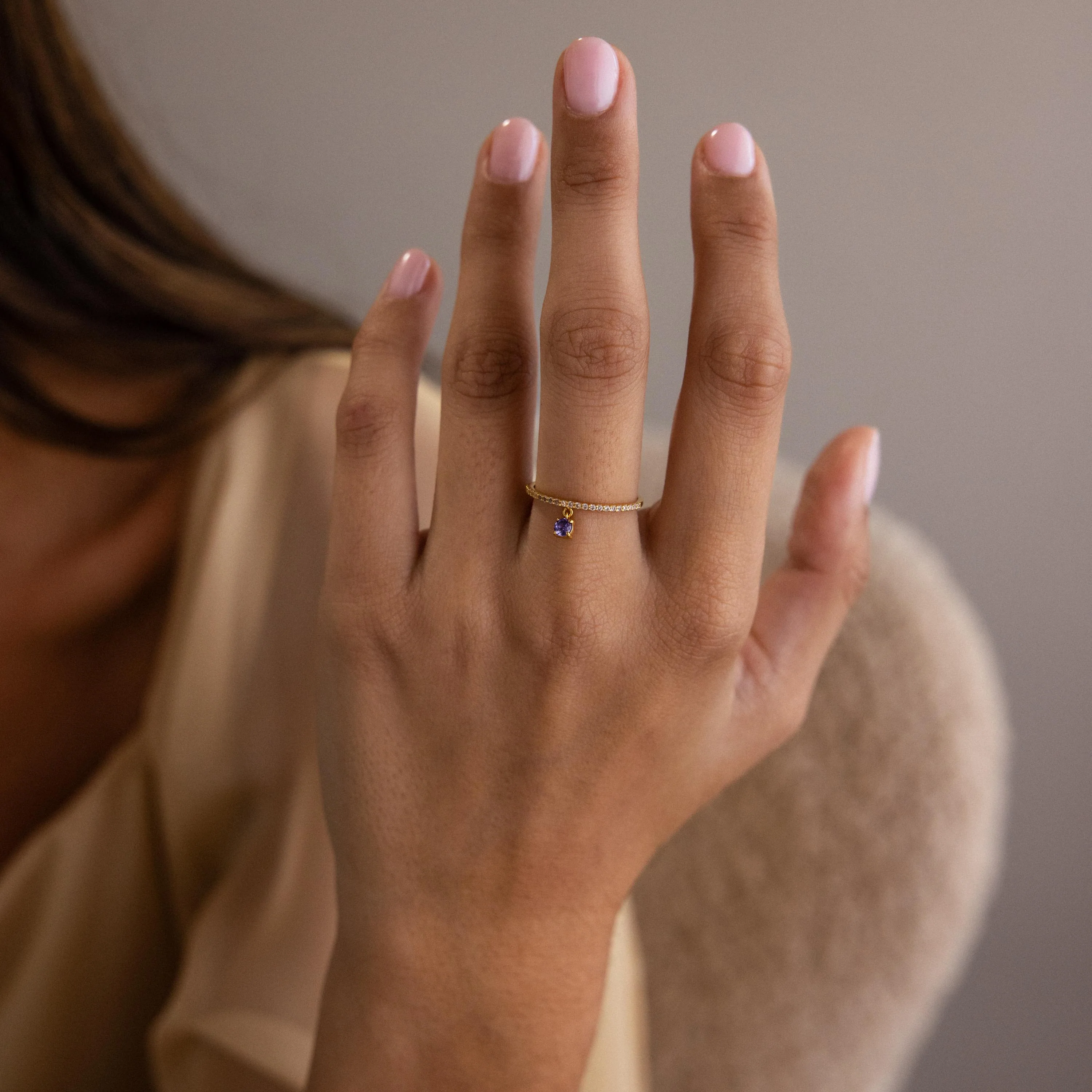 Pave Birthstone Drop Ring - Image 3