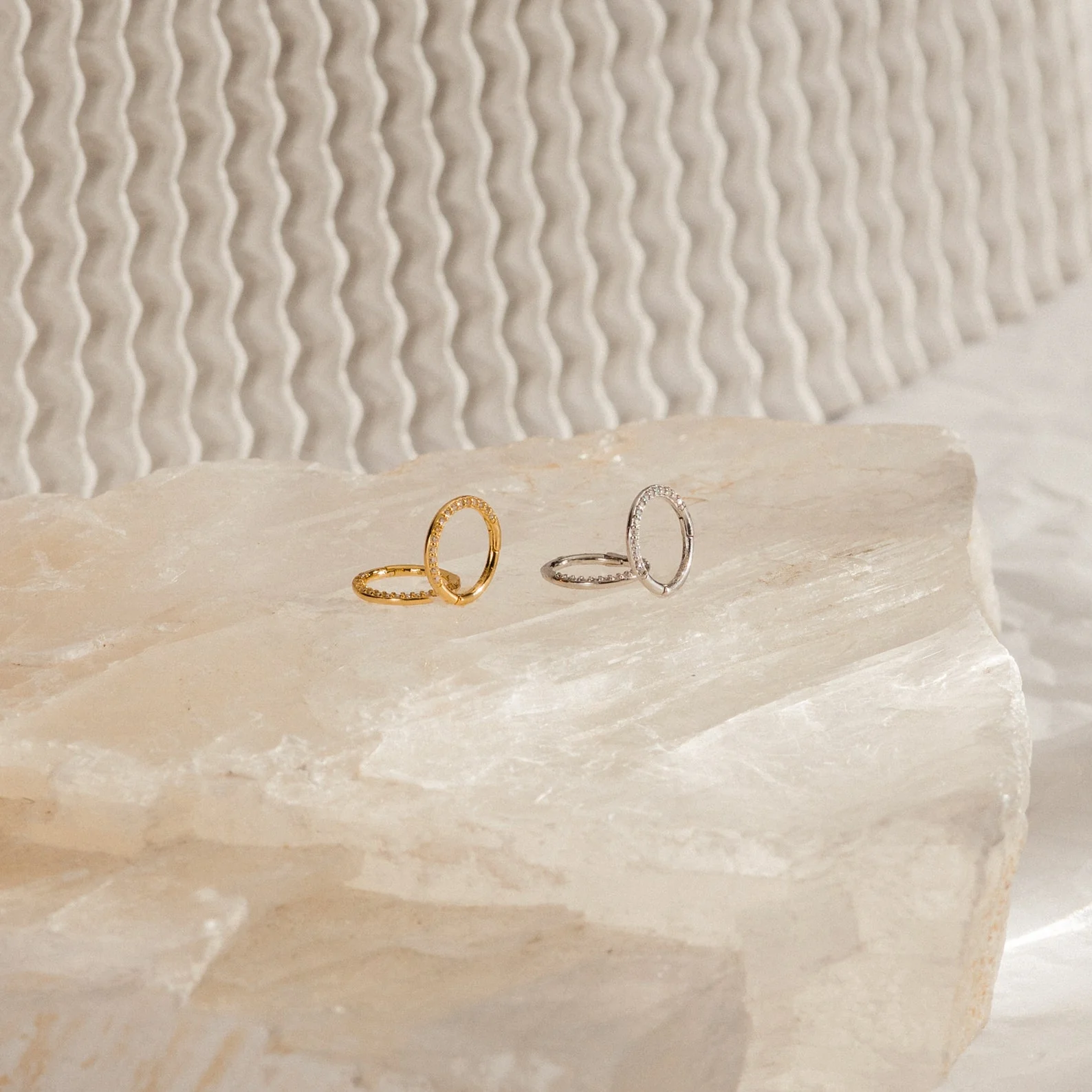 Pave Cartilage Mini Huggies - Image 4