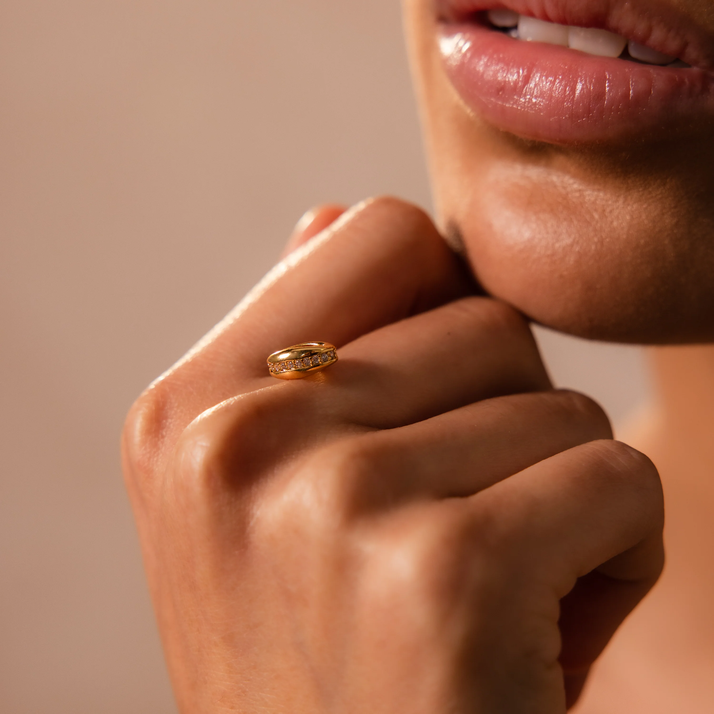 Pave Dome Spacer Charm in 18K Gold - Image 2