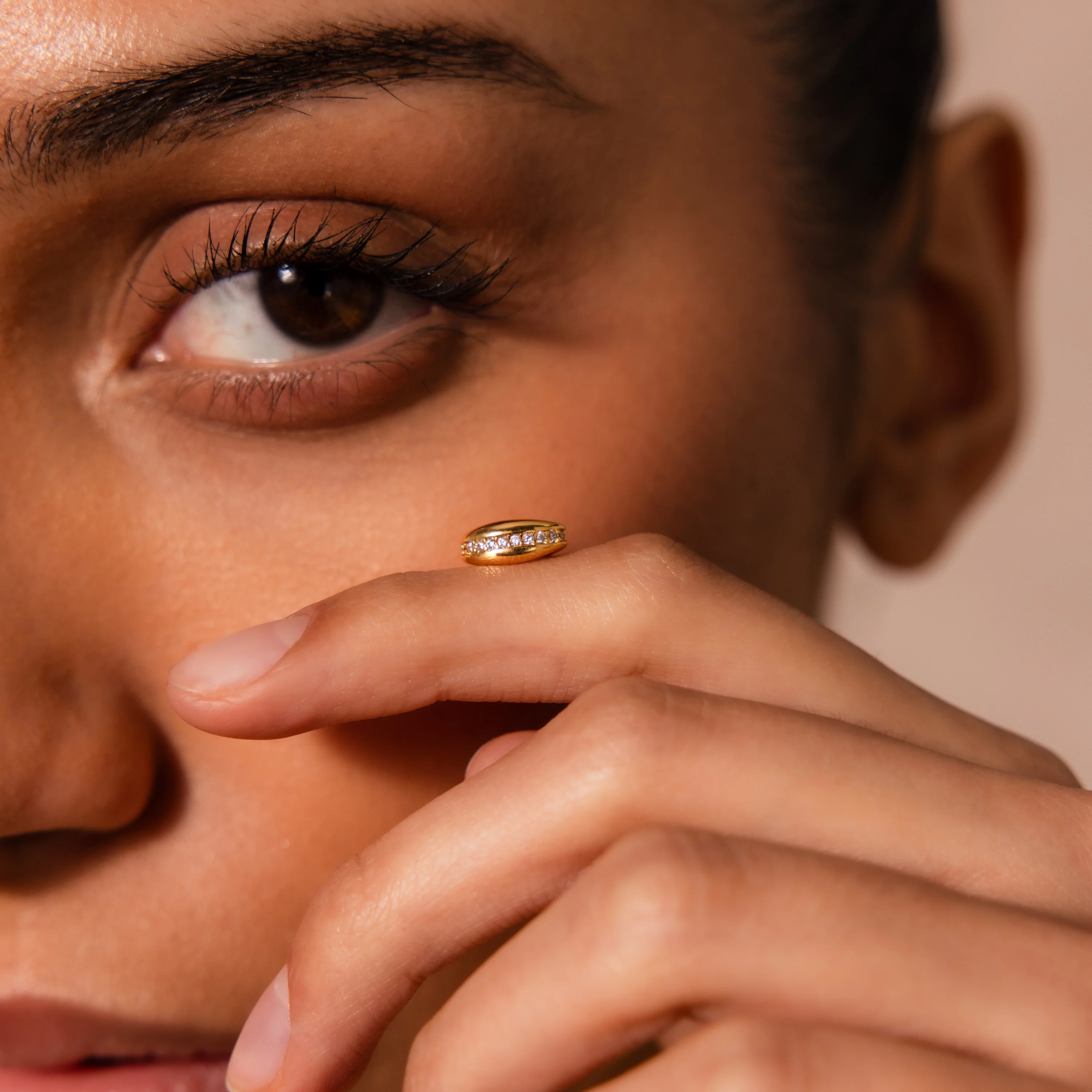 Pave Dome Spacer Charm in 18K Gold - Image 6