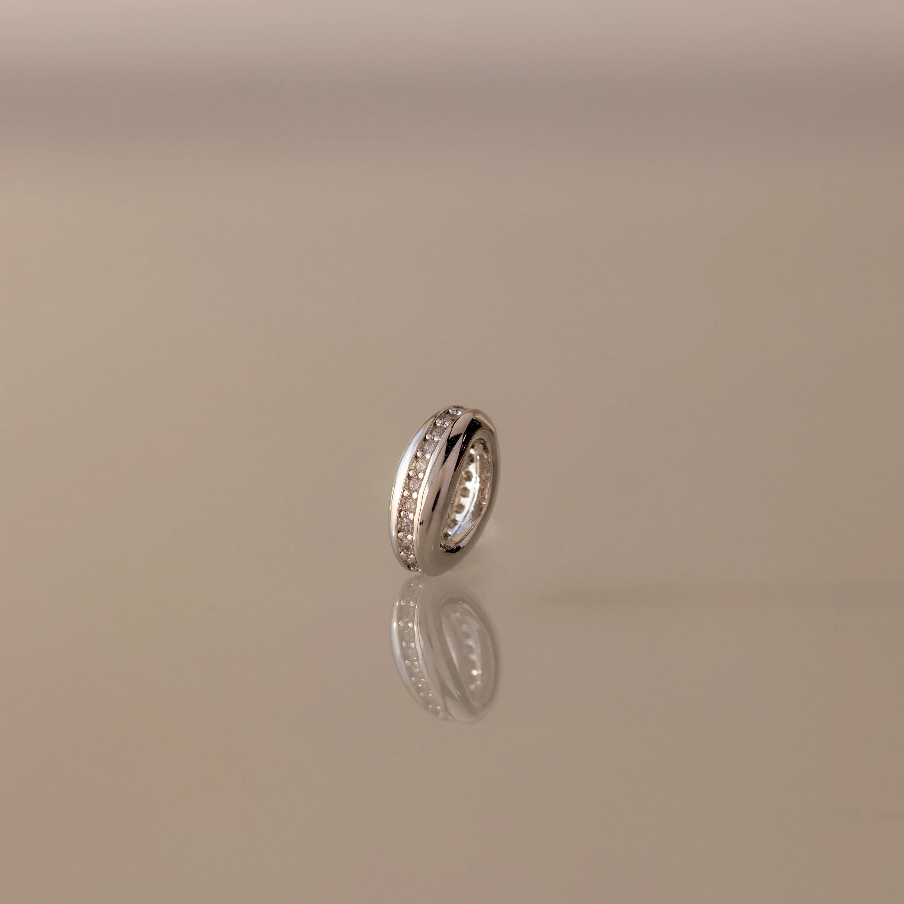 Pave Dome Spacer Charm in Silver