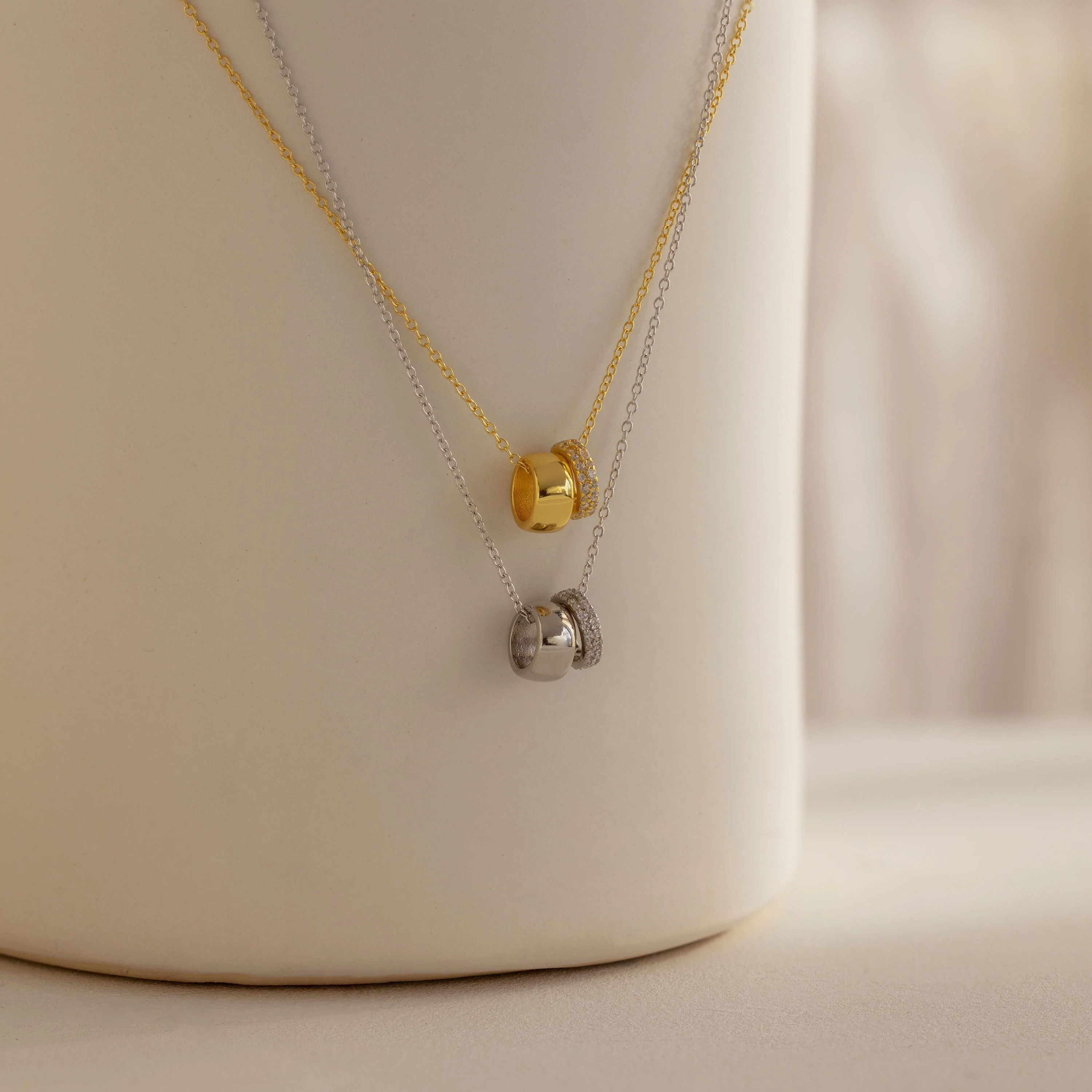 Pave Duo Circle Necklace - Image 3