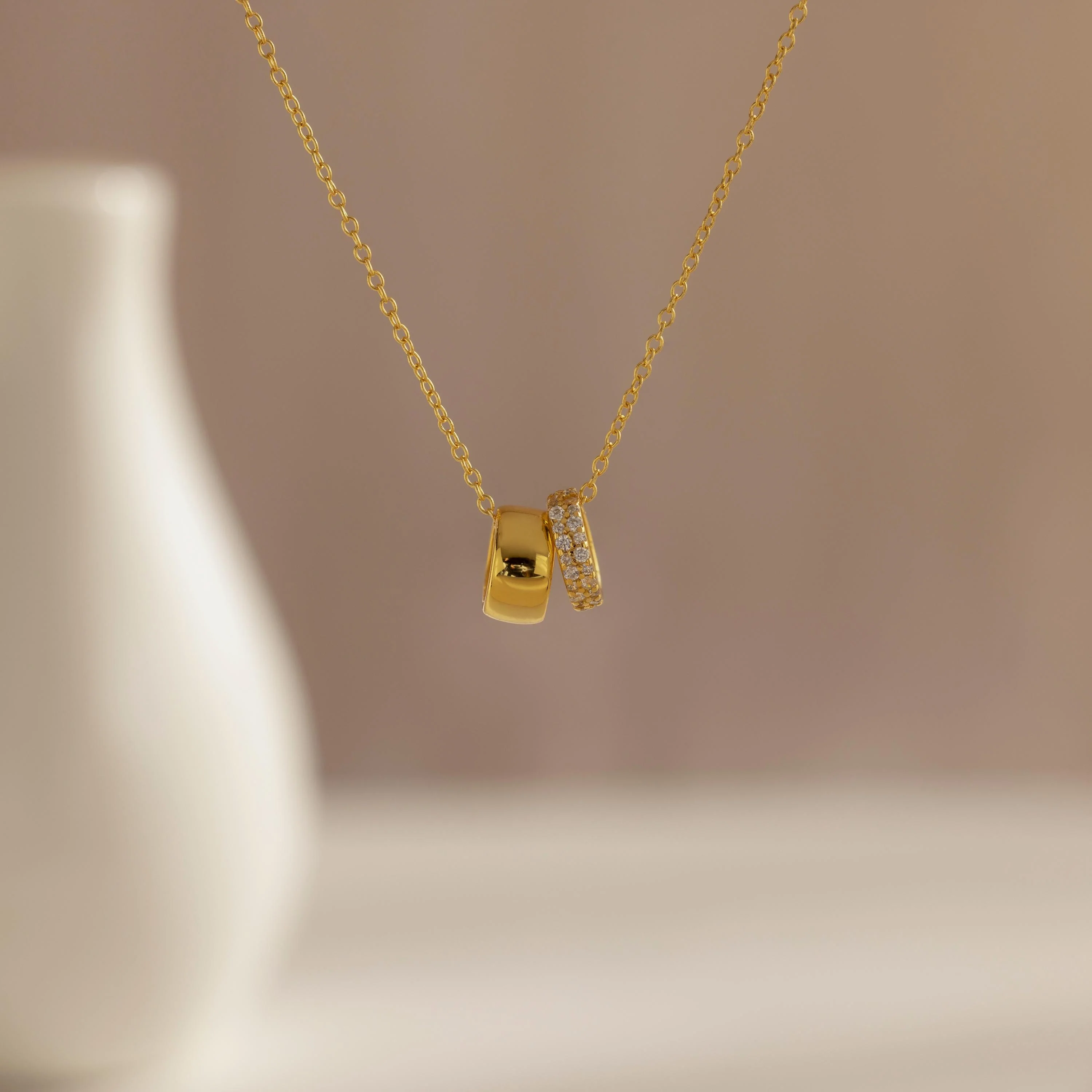 Pave Duo Circle Necklace - Image 7