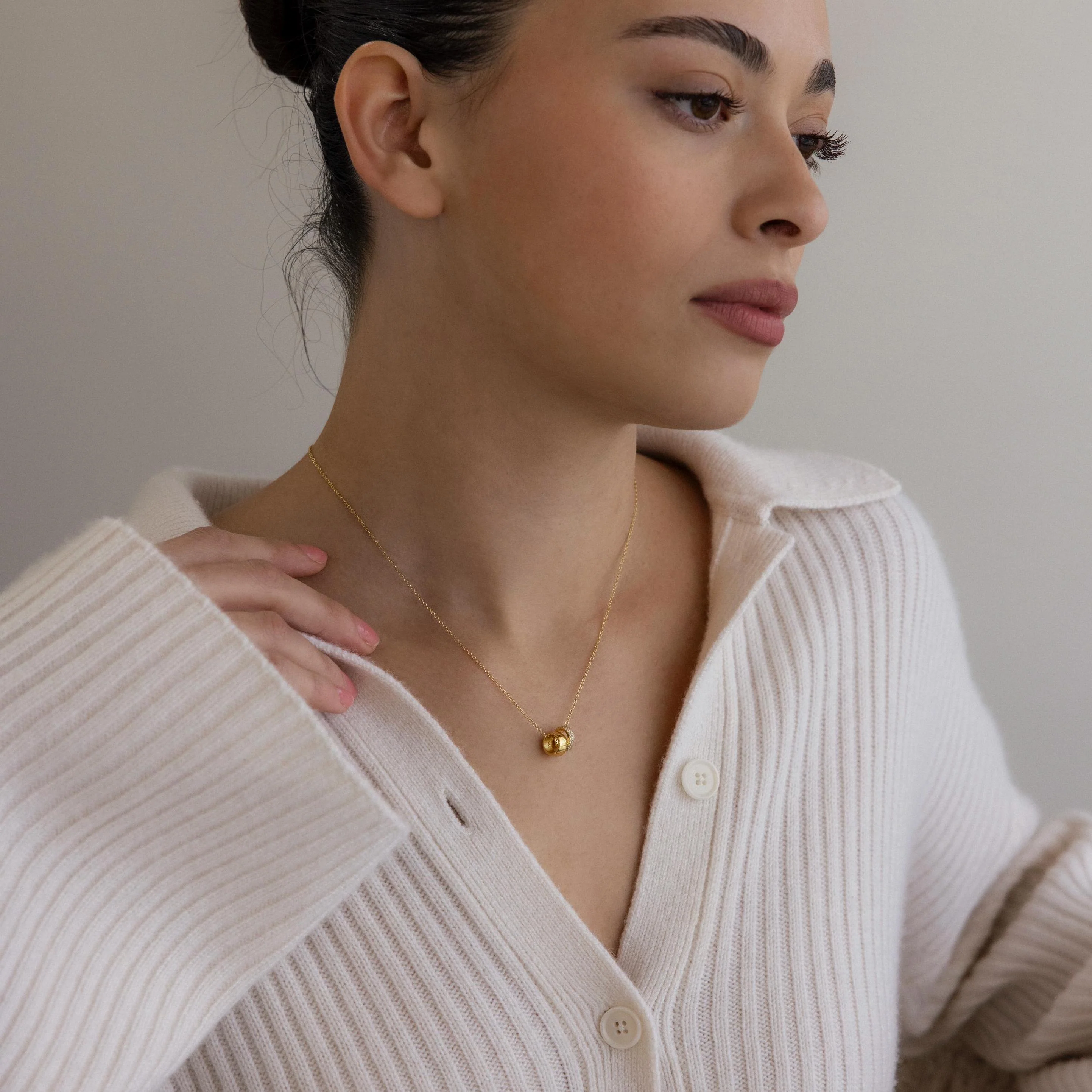 Pave Duo Circle Necklace - Image 8