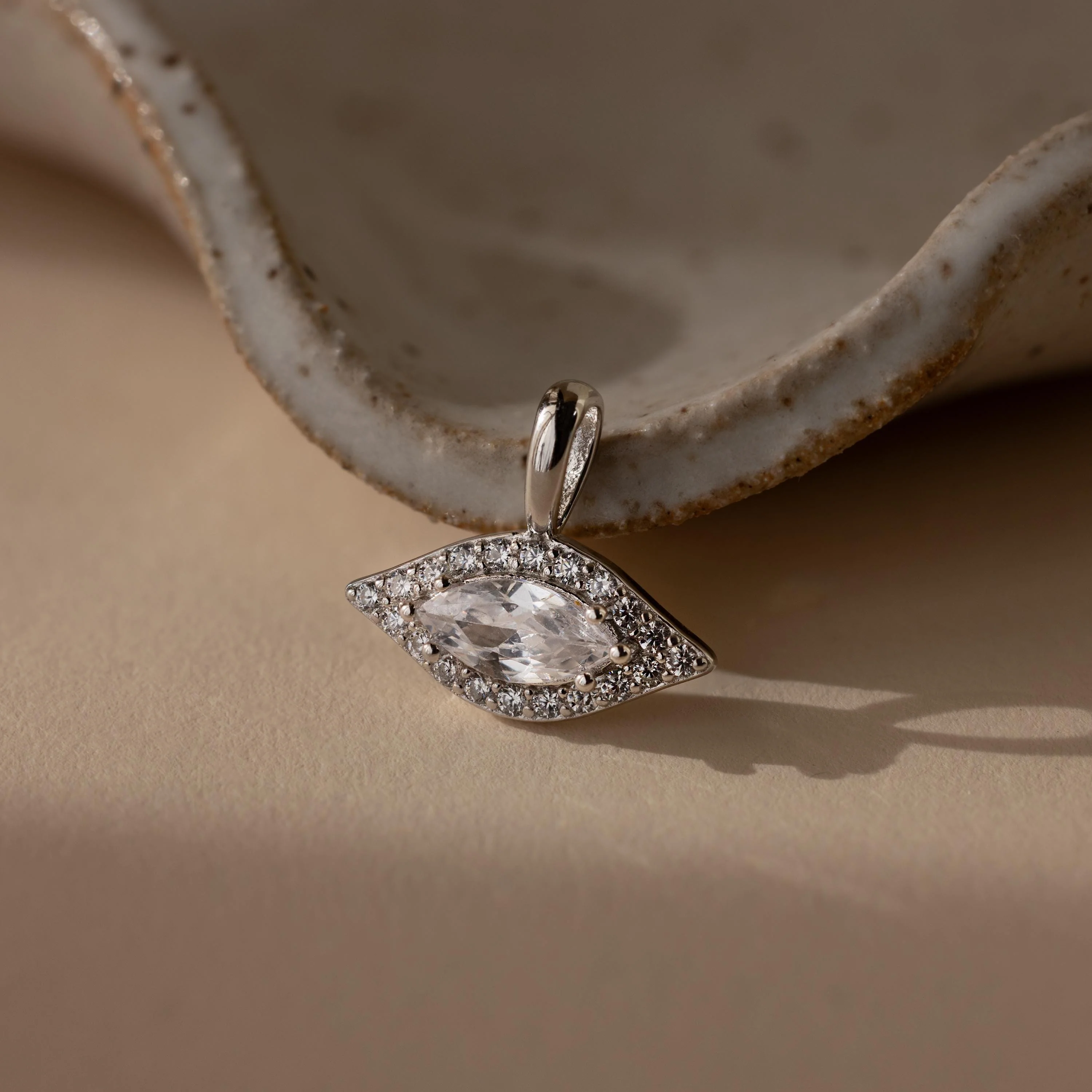 Pave Evil Eye Charm in Silver