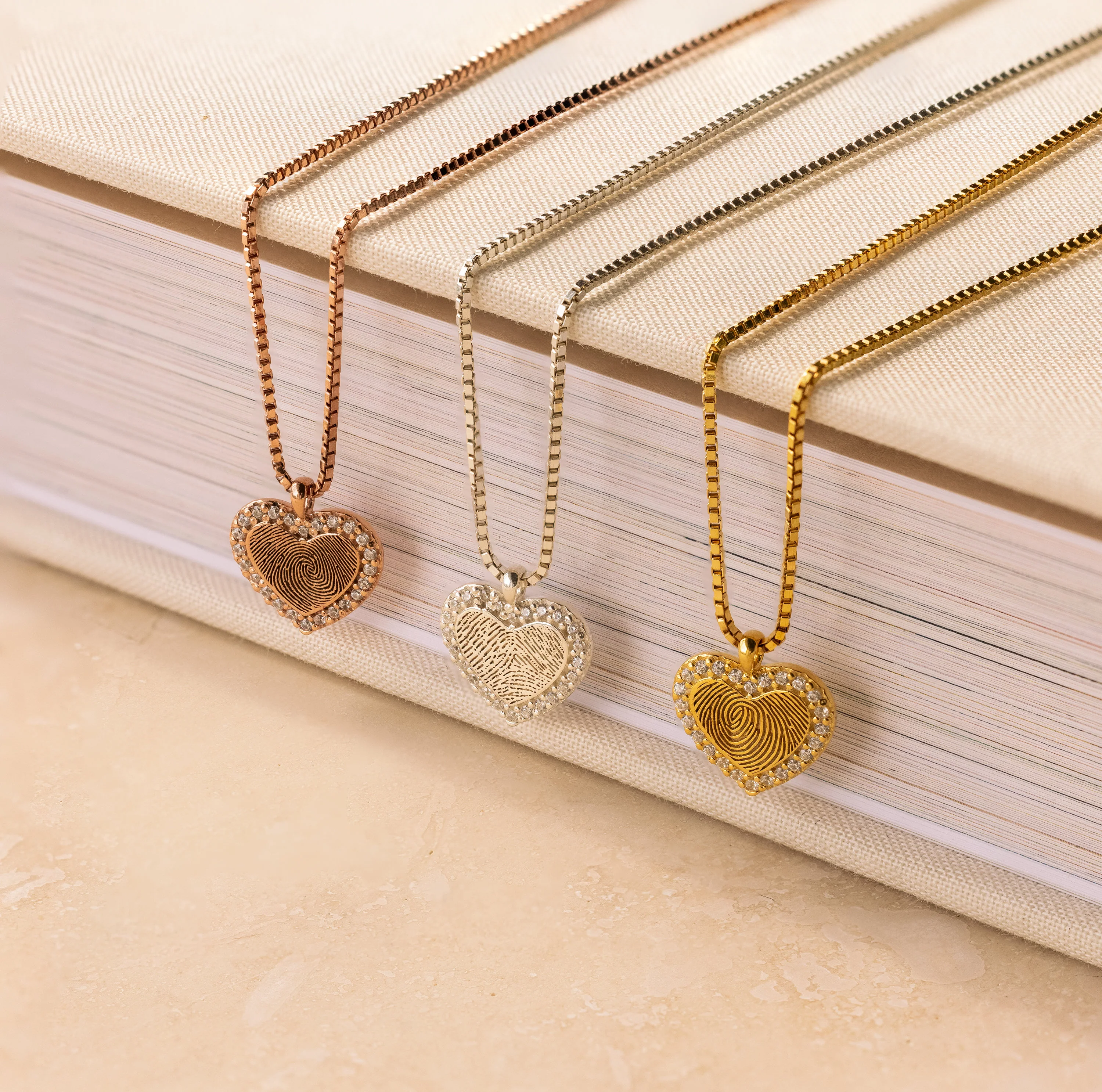 Pave Fingerprint Heart Necklace - Image 7